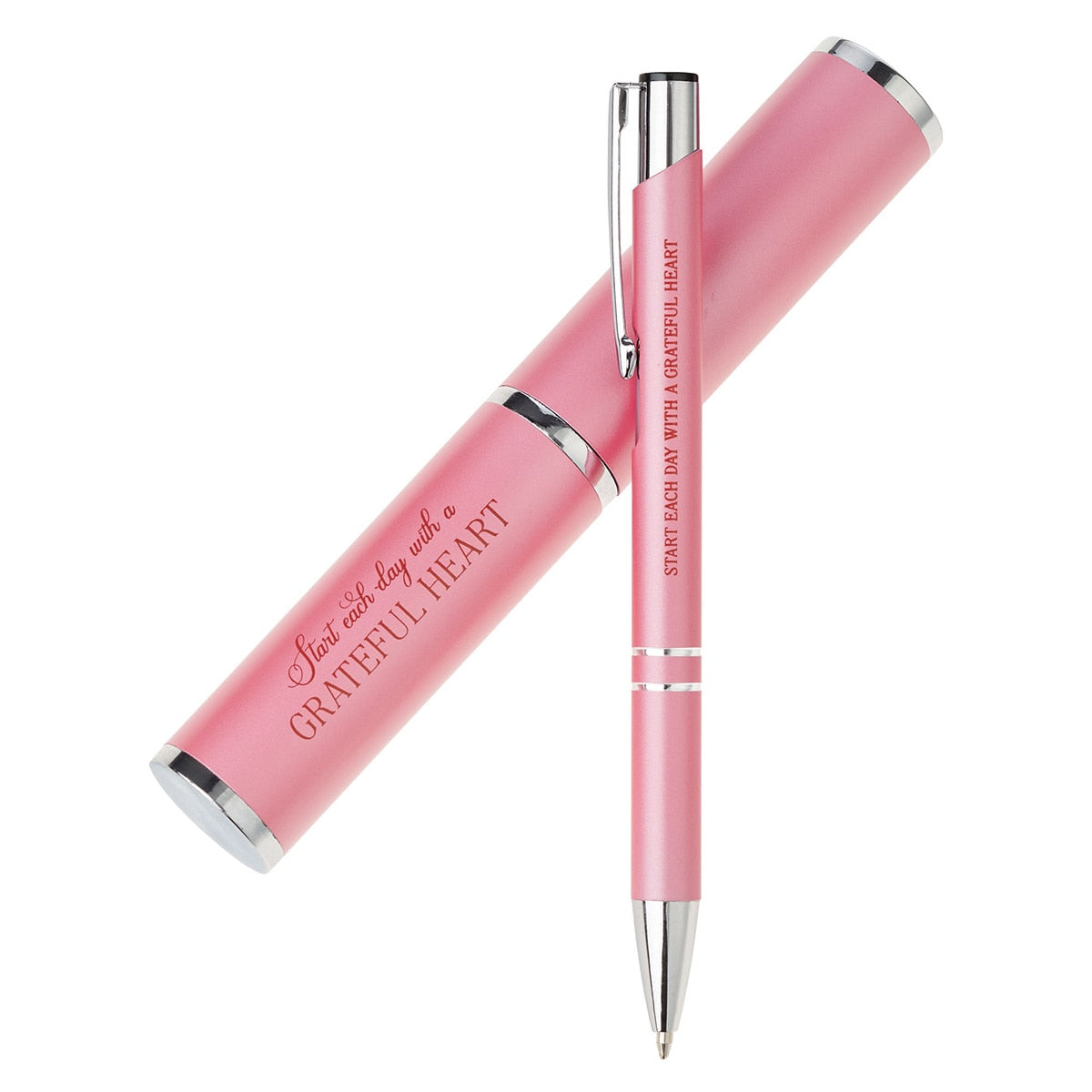 Pink Grateful Heart Stylish Pen and Case Gift Set