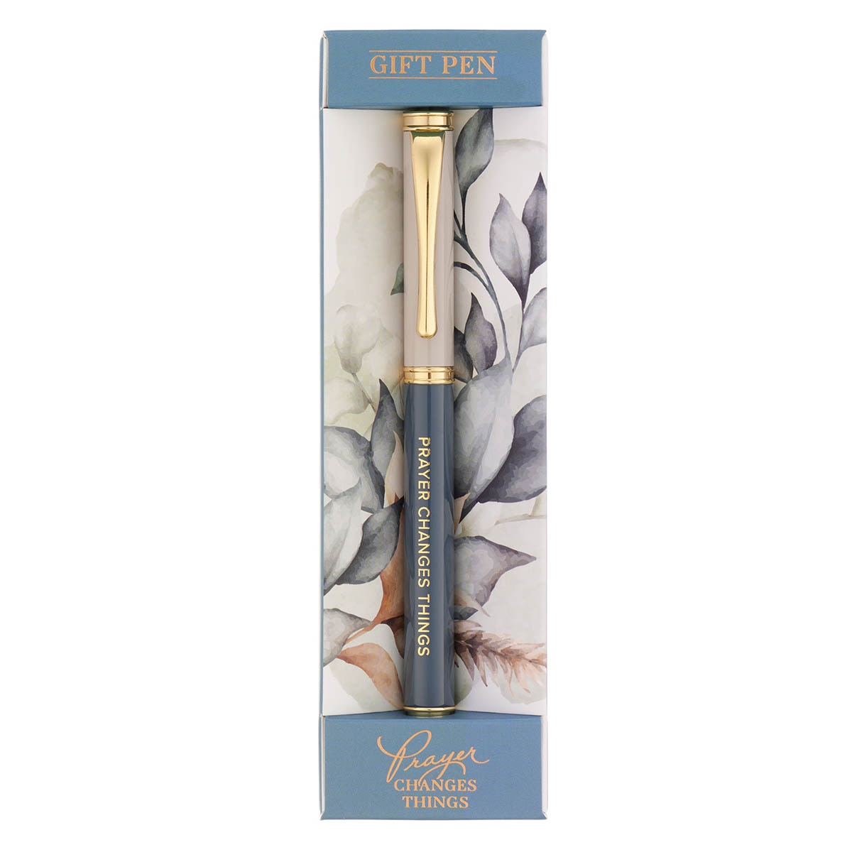 Prayer Changes Things Slate Blue and Taupe Gift Pen