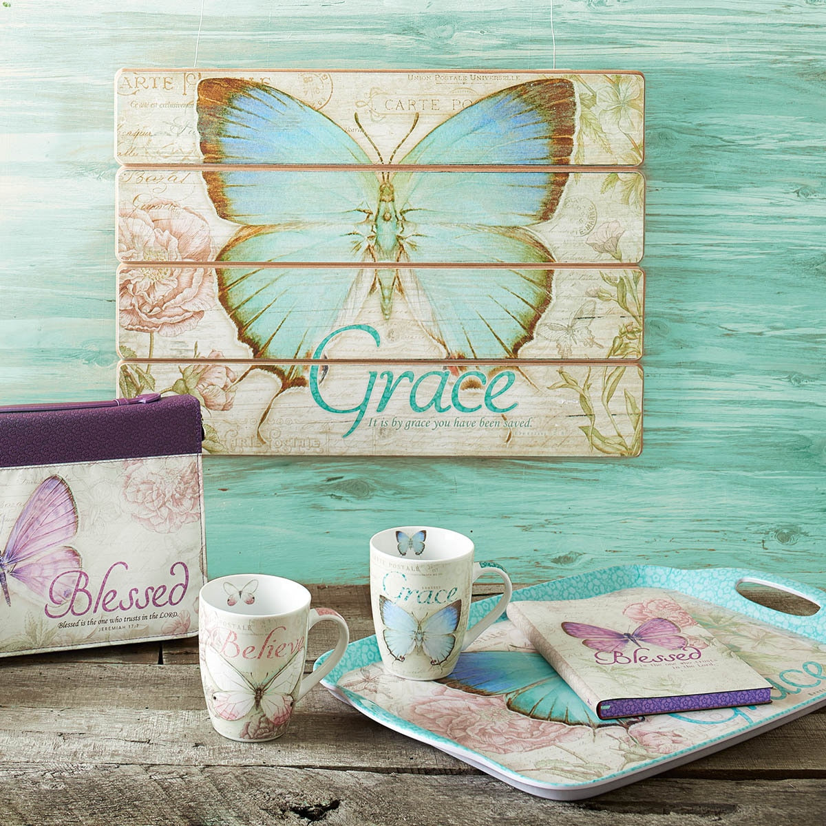 Butterfly Blessings 'Grace' Wall Plaque - Ephesians 2:8