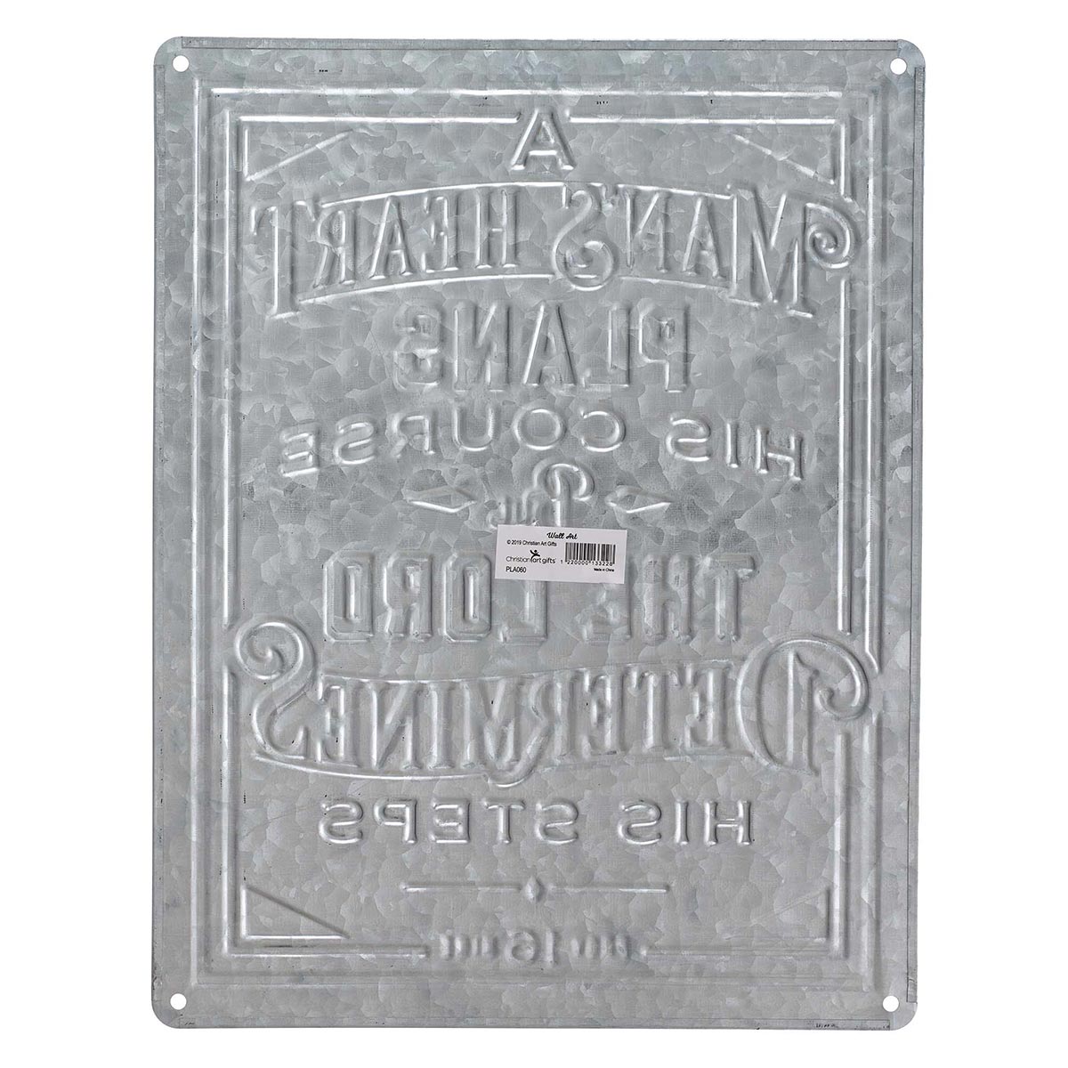 A Man's Heart Vintage Galvanized Metal Wall Art - Proverbs 16:9