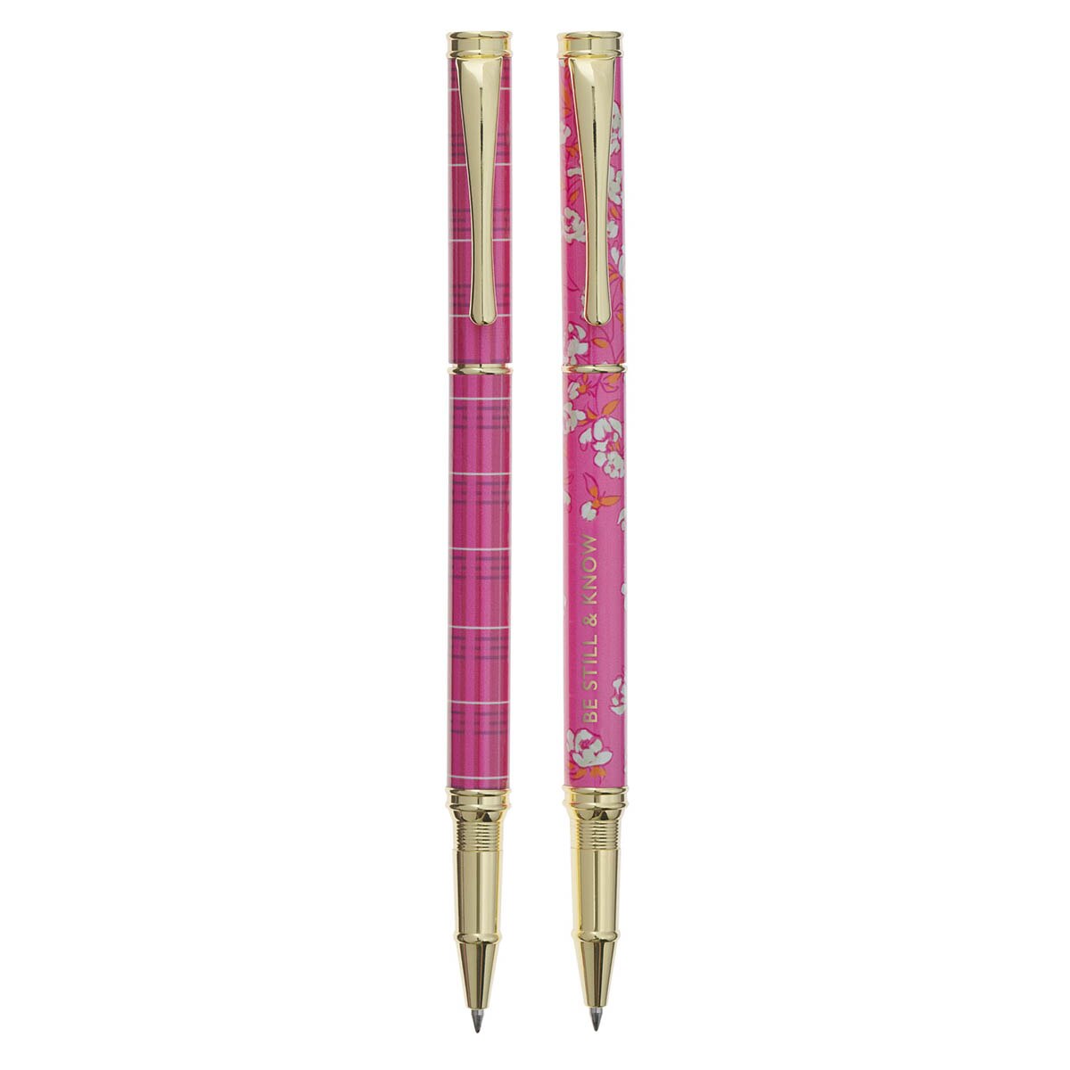 Be Still and Know Pink Plaid Pen Set - Psalm 46:10
