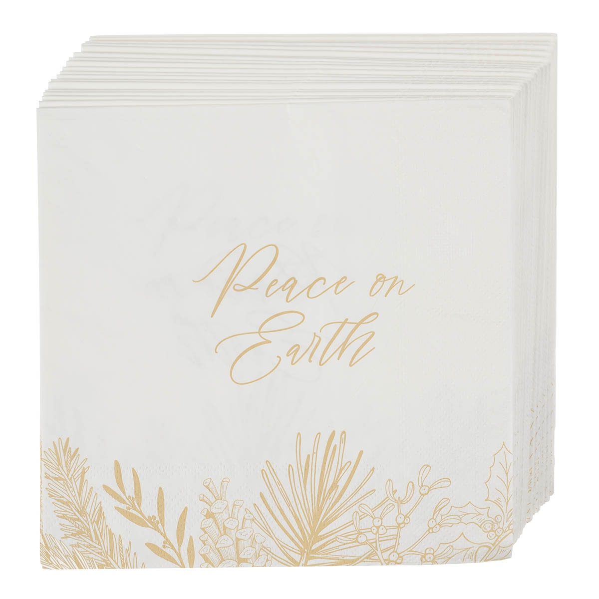 Peace on Earth Golden Pine Beverage Paper Napkin Set