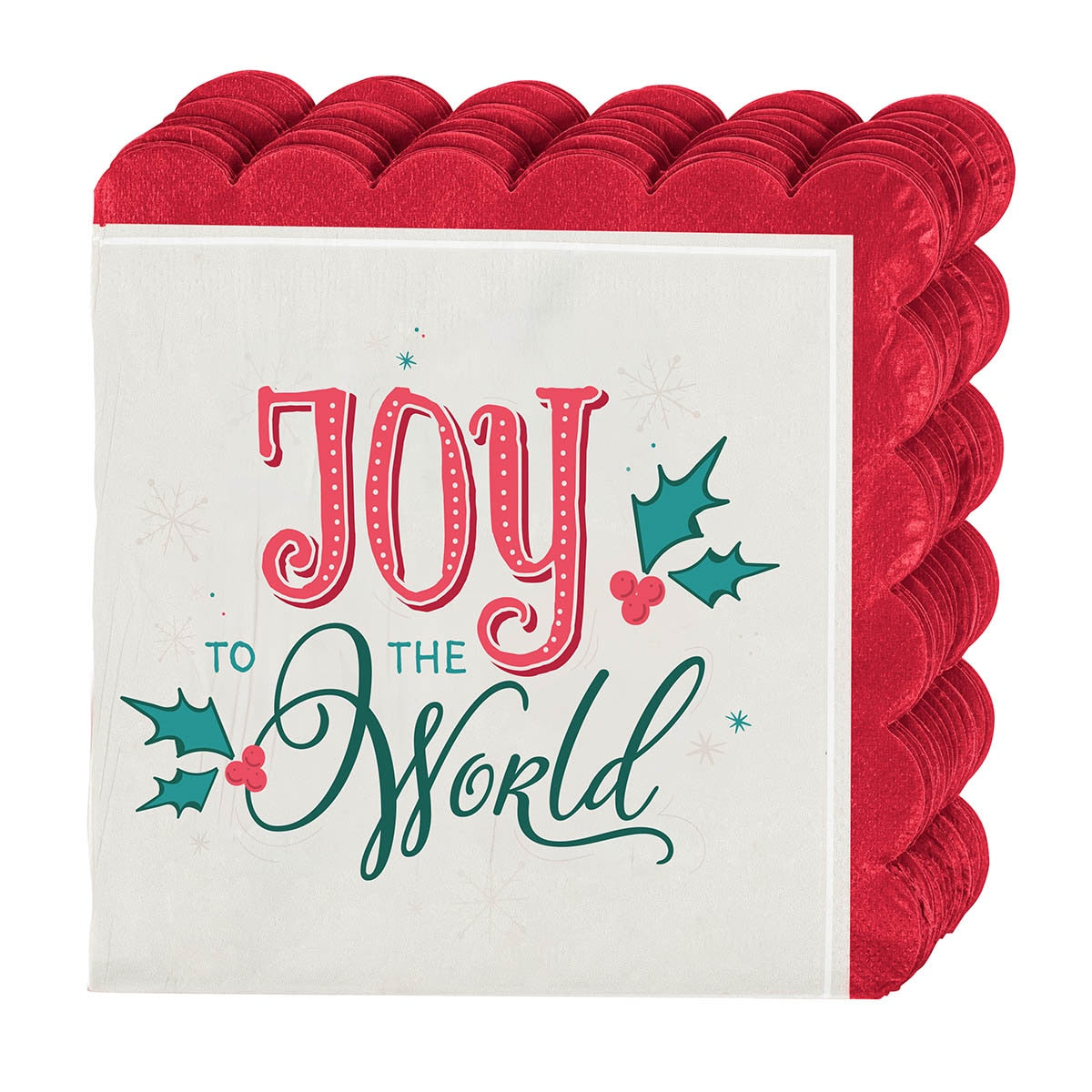 Joy to the World Red Scalloped Paper Napkin Set 