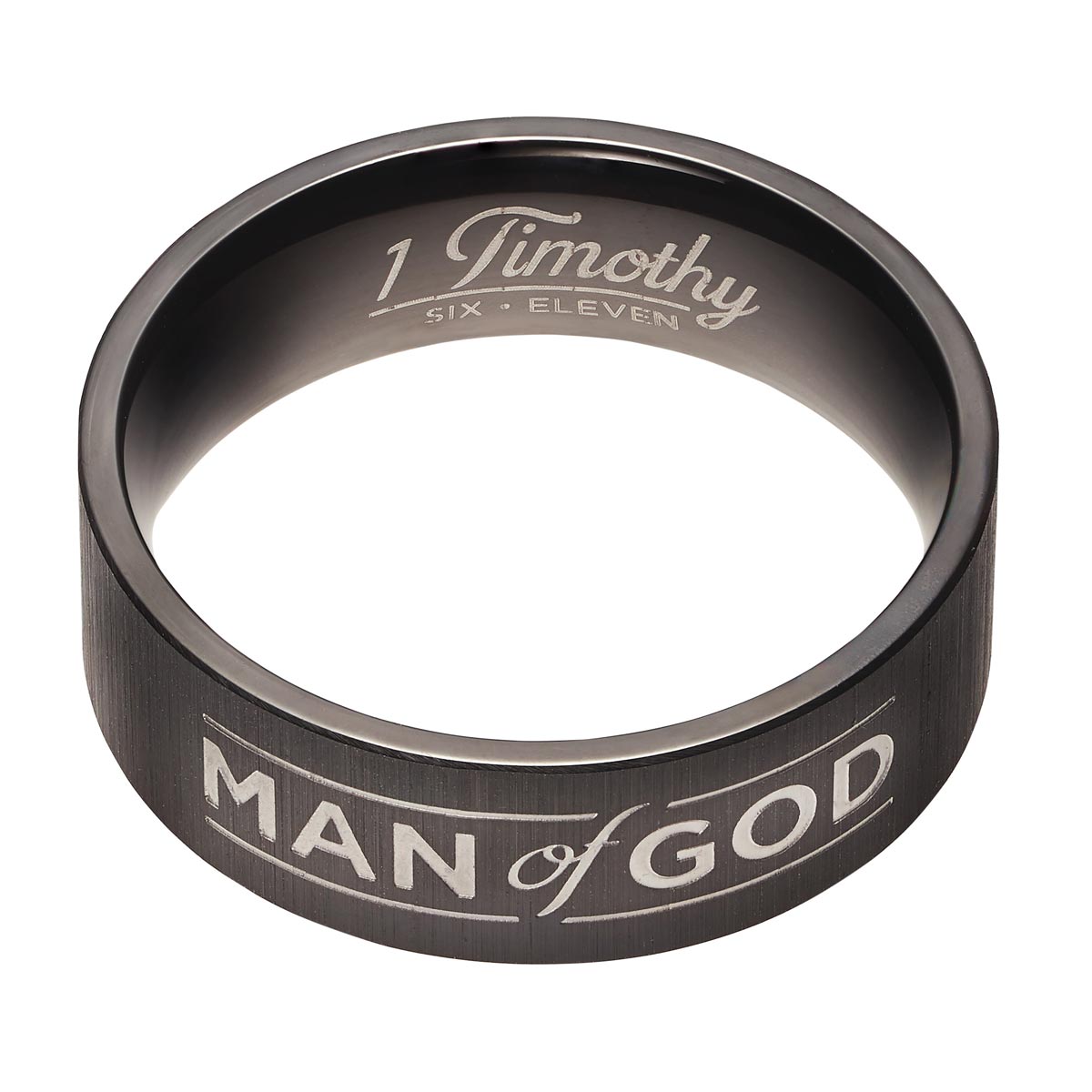 Man of God, Black - 1 Timothy 6:11 Men's Ring