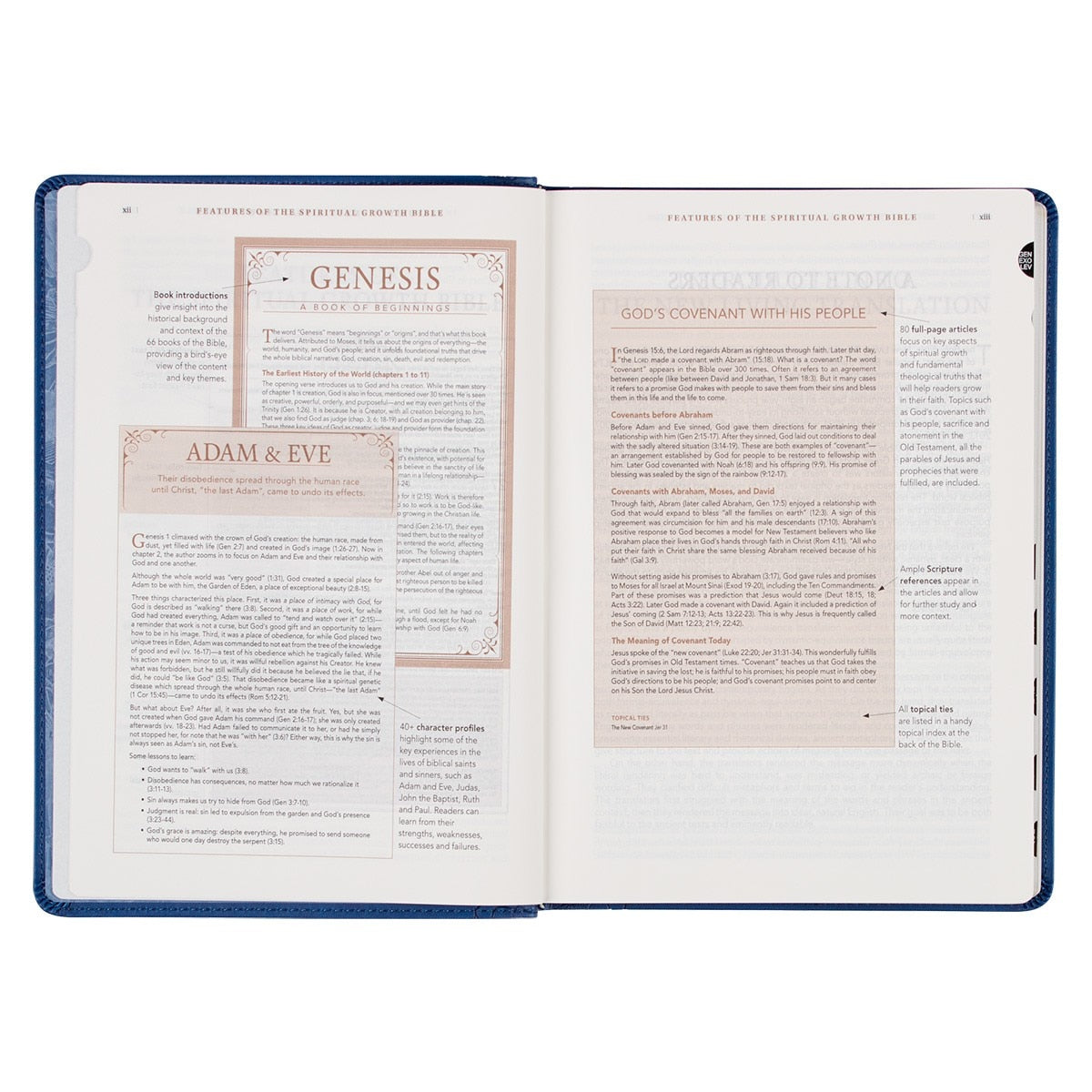 Navy Blue Faux Leather Spiritual Growth Bible