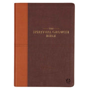 Two-tone Espresso and Toffee Brown Faux Leather Spiritual Growth Bible