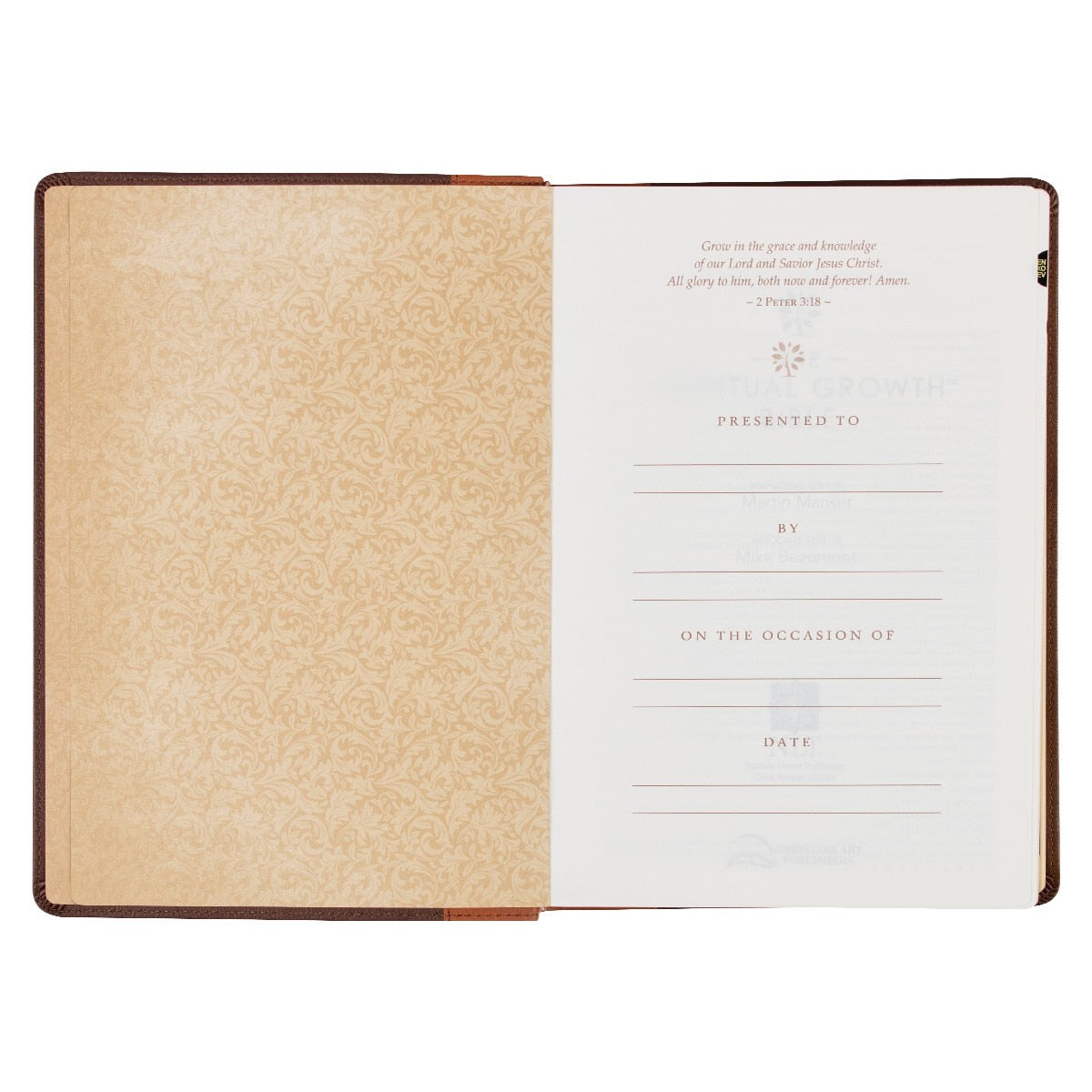 Two-tone Espresso and Toffee Brown Faux Leather Spiritual Growth Bible