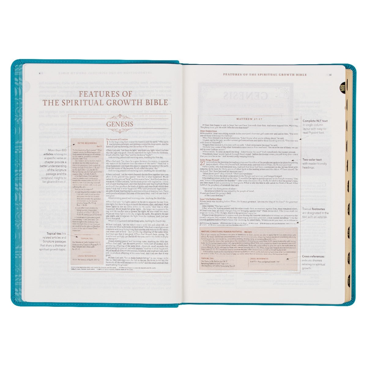 Teal Faux Leather Spiritual Growth Bible