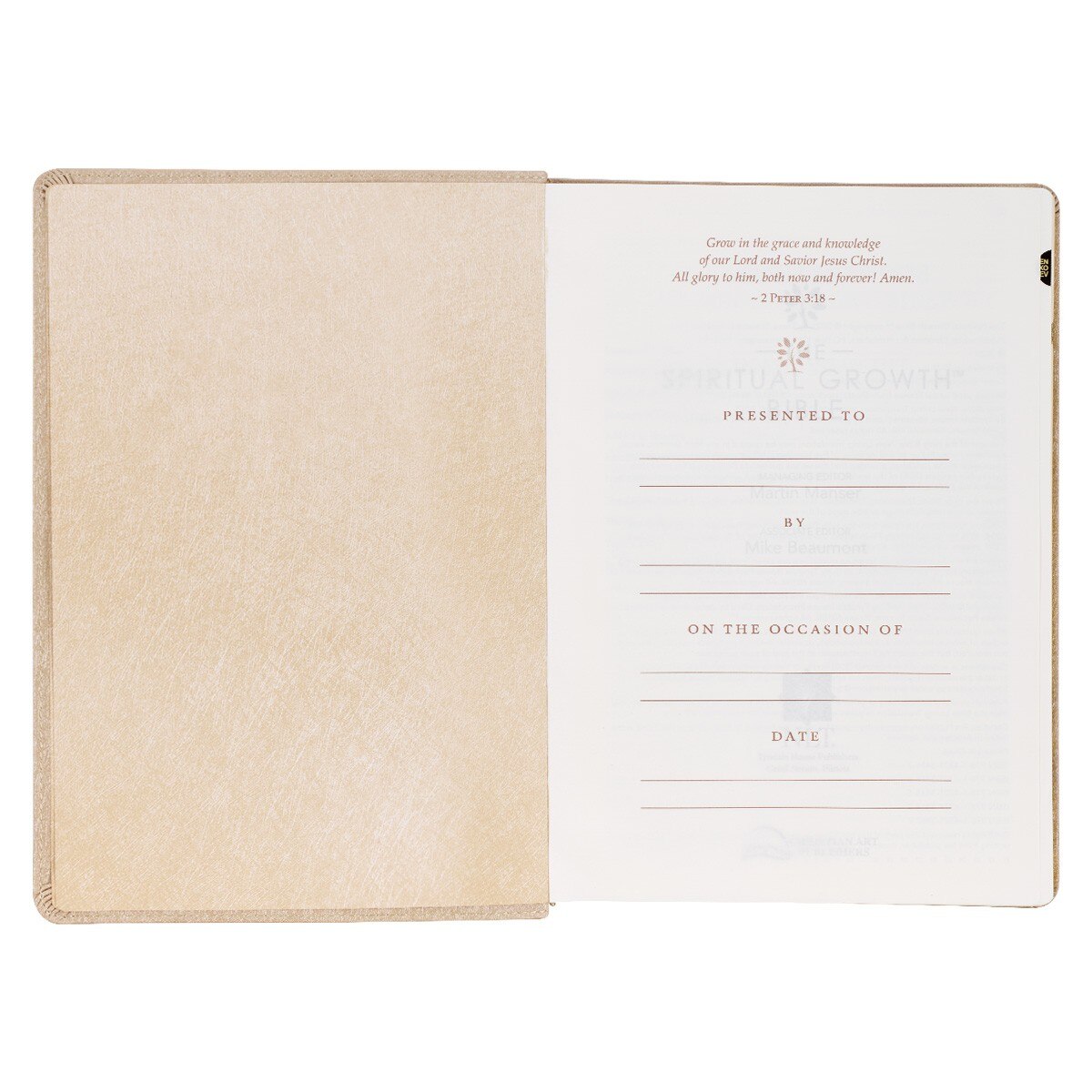 Pearlescent Taupe Faux Leather Spiritual Growth Bible