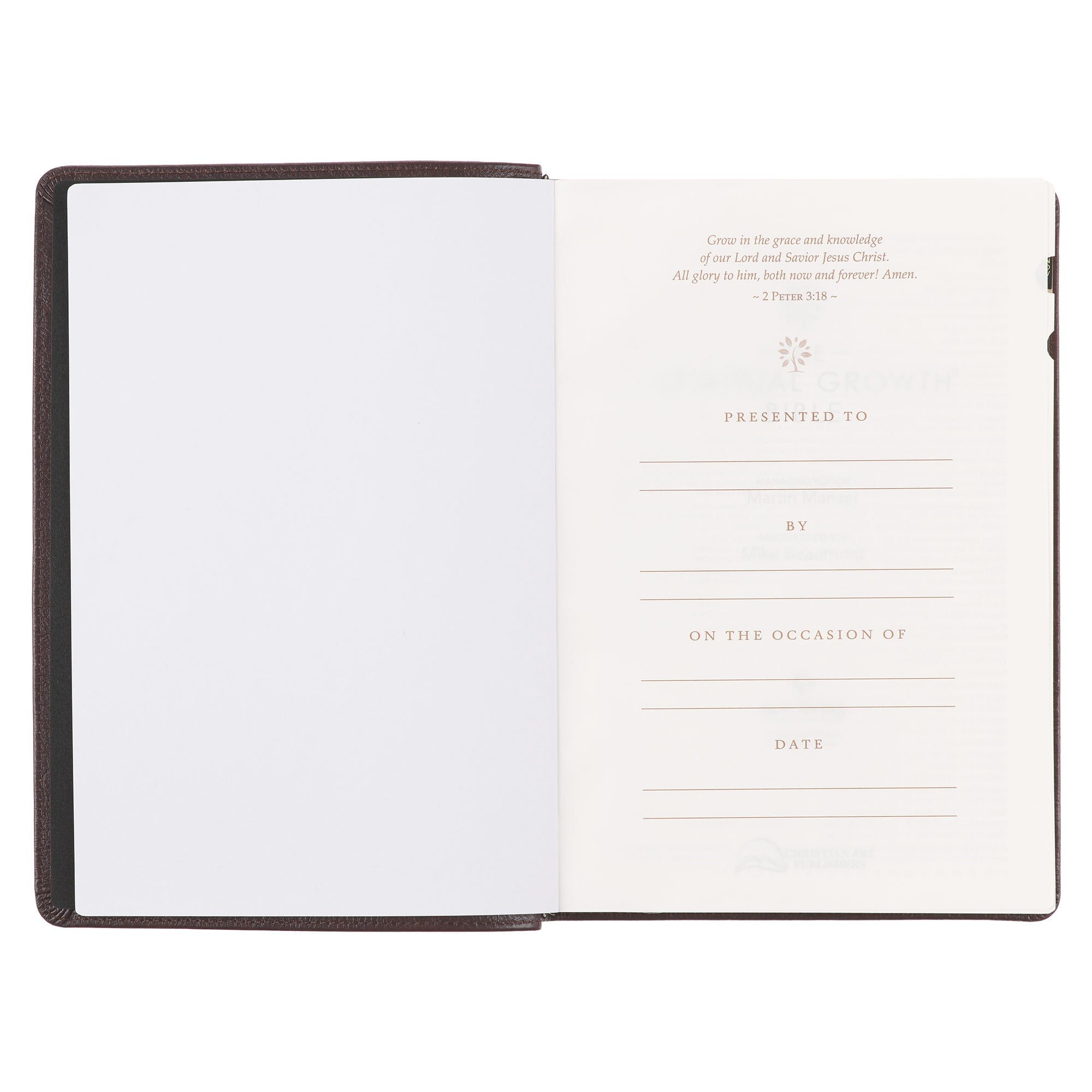 Brown Full Grain Leather Spiritual Growth Bible