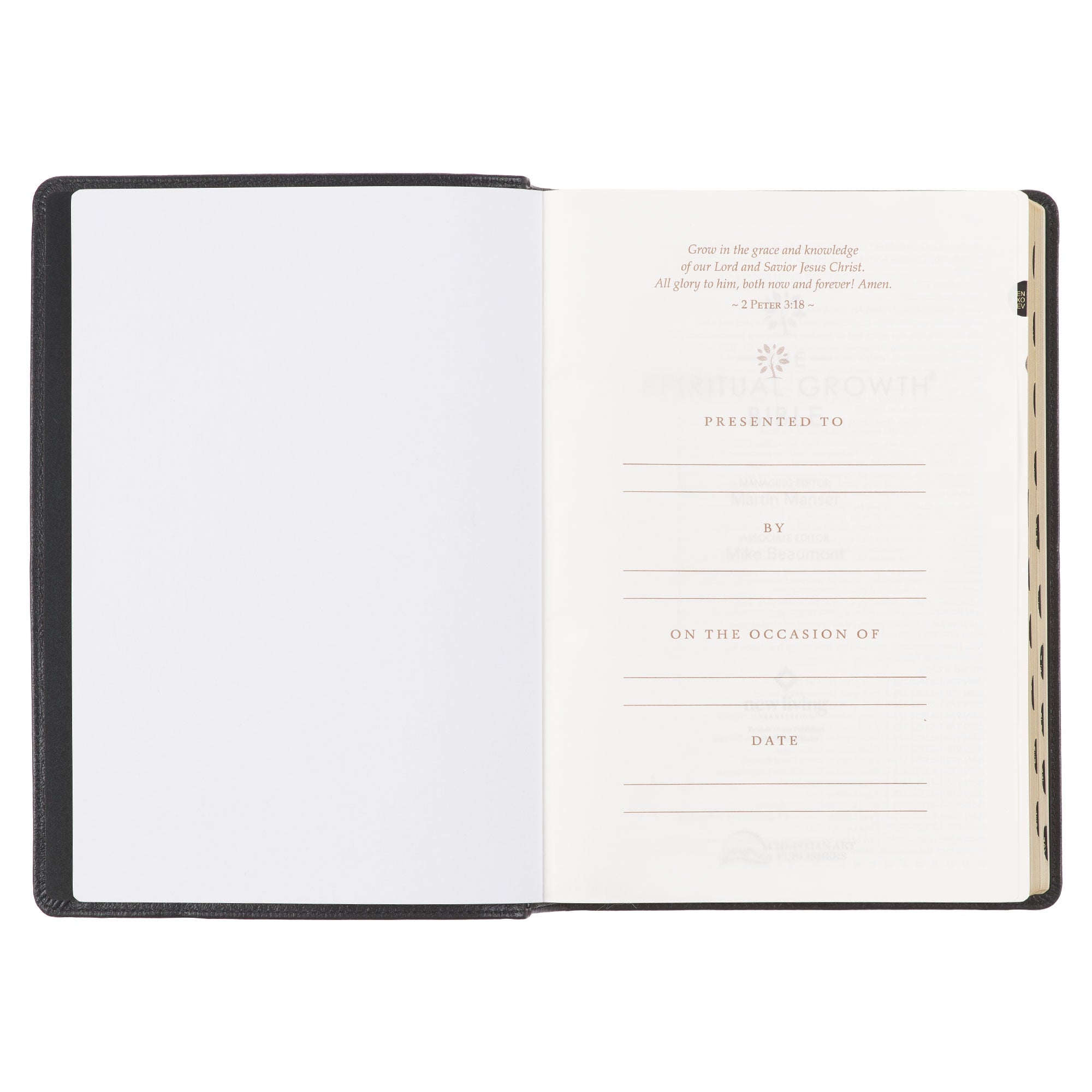 Black Full Grain Leather Spiritual Growth Bible