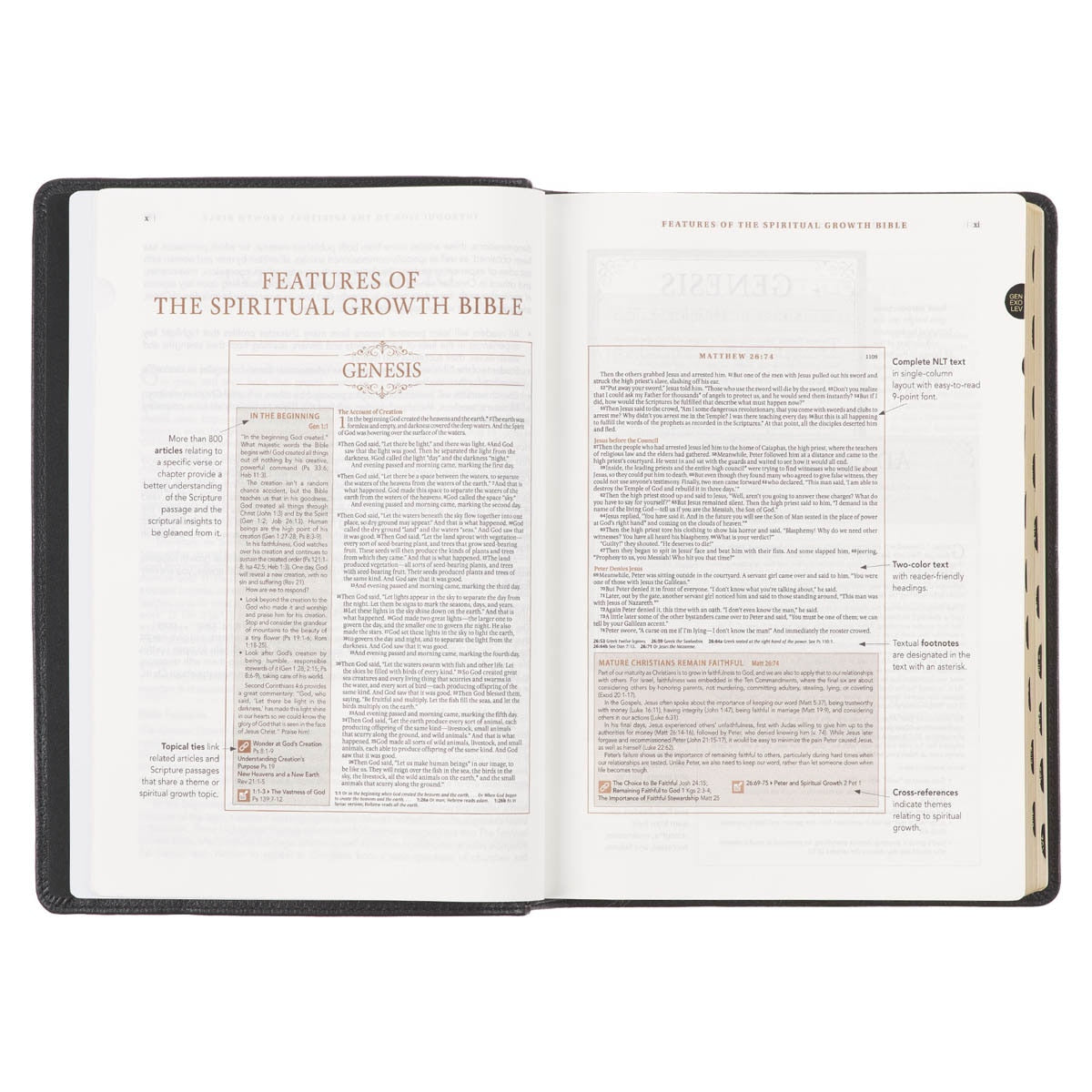 Black Full Grain Leather Spiritual Growth Bible