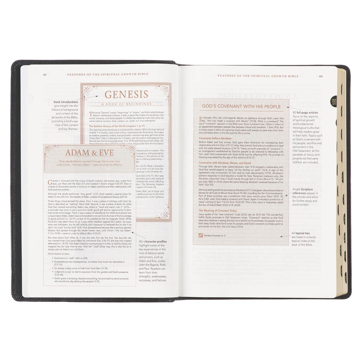 Black Full Grain Leather Spiritual Growth Bible