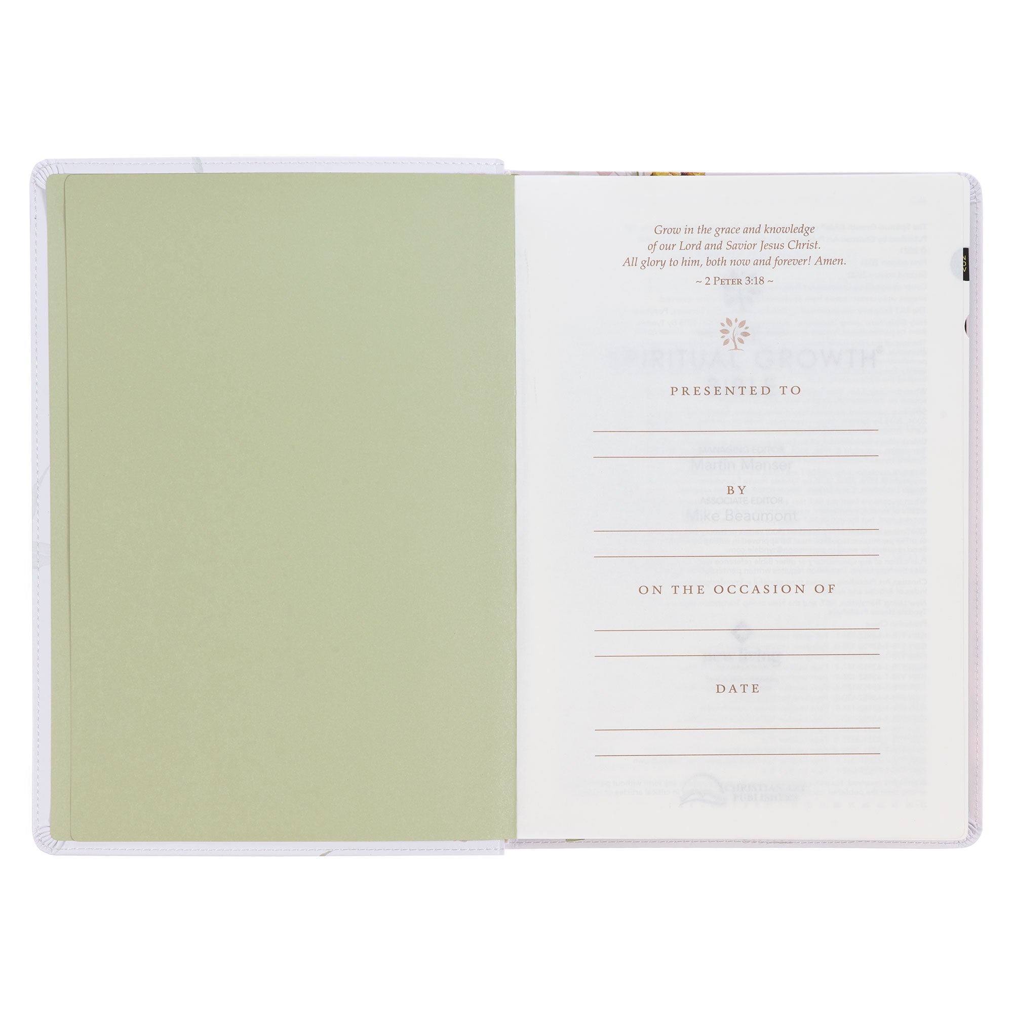 Cream-colored Floral Faux Leather Spiritual Growth Bible