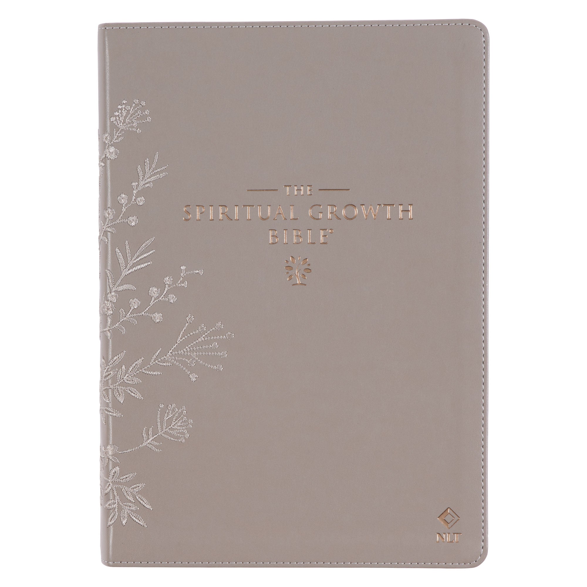 Embroidered Taupe Faux Leather Spiritual Growth Bible