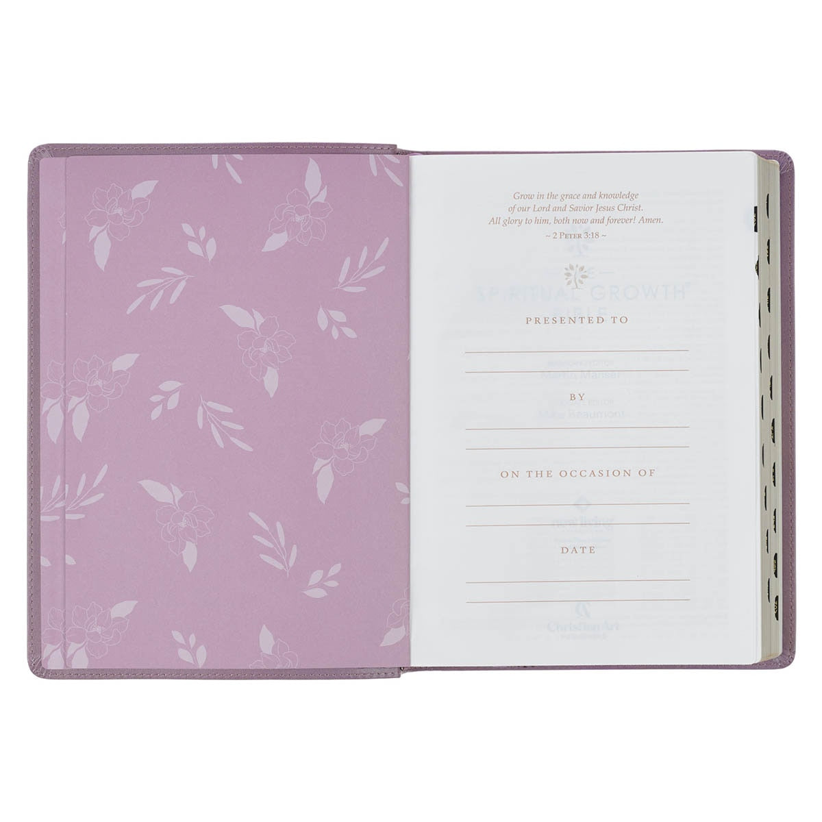 Plum Floral Faux Leather Spiritual Growth Bible