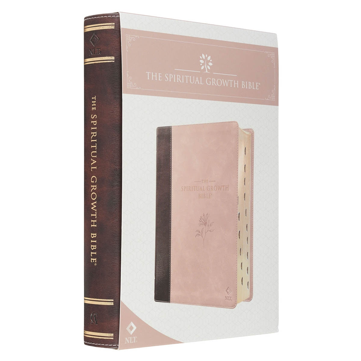 Brown and Blush Pink Faux Leather Spiritual Growth Bible