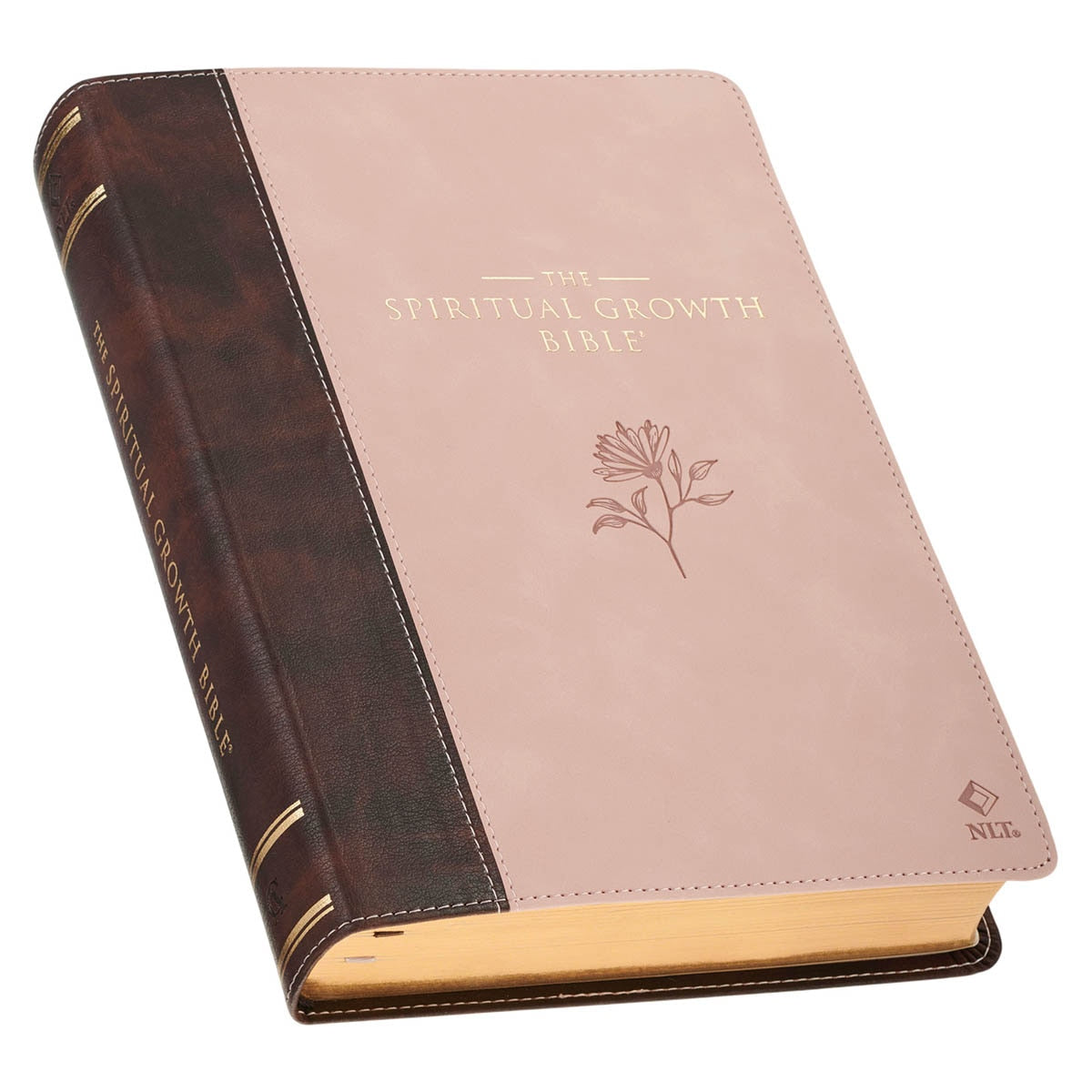 Brown and Blush Pink Faux Leather Spiritual Growth Bible