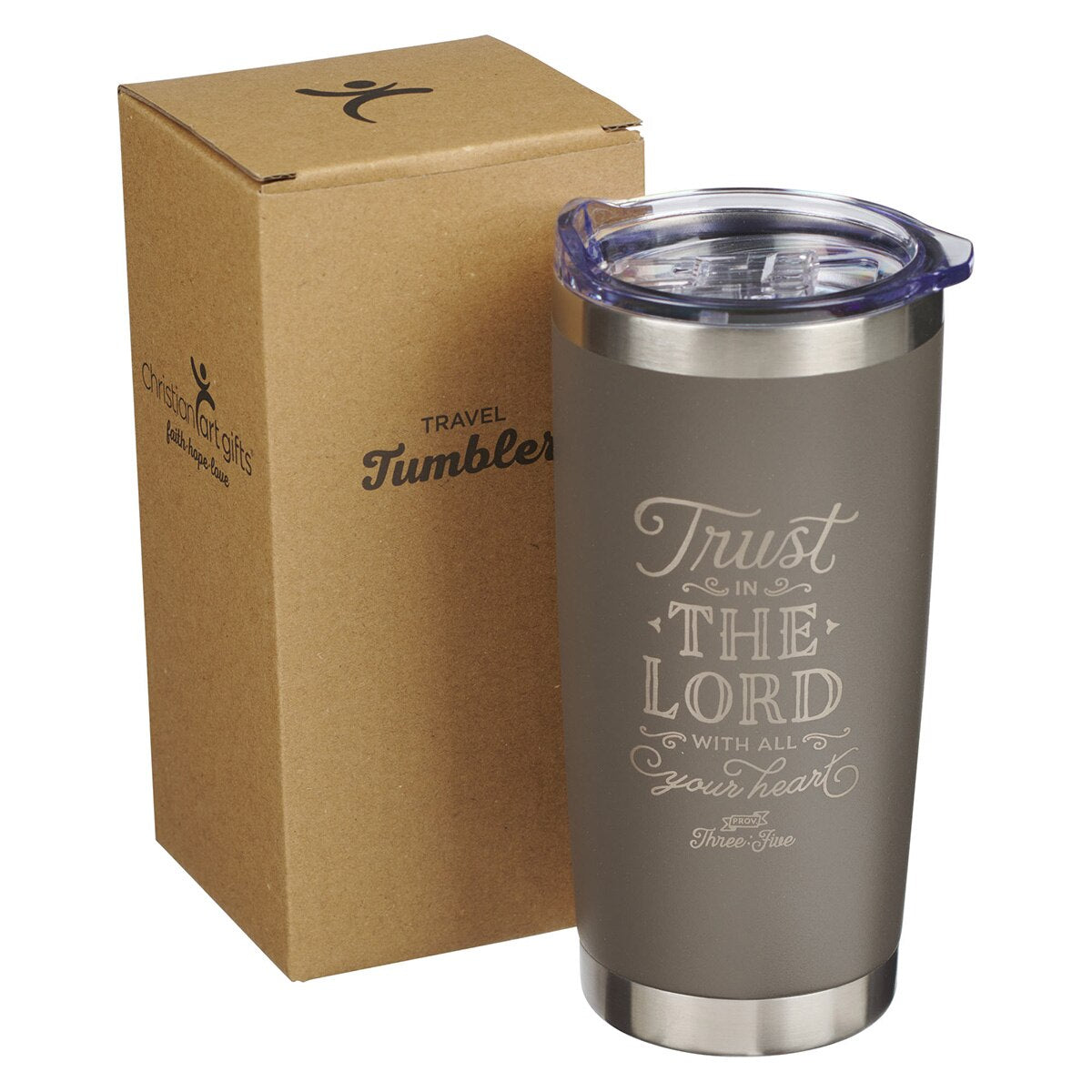 Trust In The LORD Taupe Stainless Steel Mug - Proverbs 3:5
