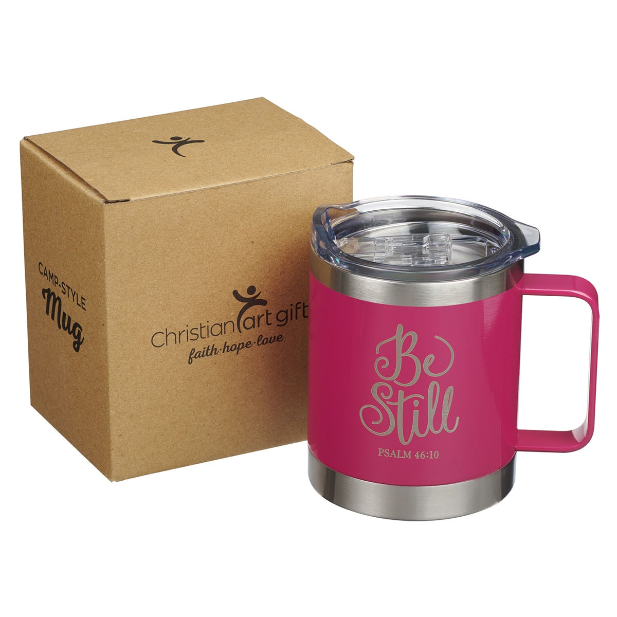 Be Still Pink Camp-style Stainless Steel Mug - Psalm 46:10