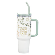Be Still Teal Meadow 40 Oz Tumbler with Reusable Straw - Psalm 46:10