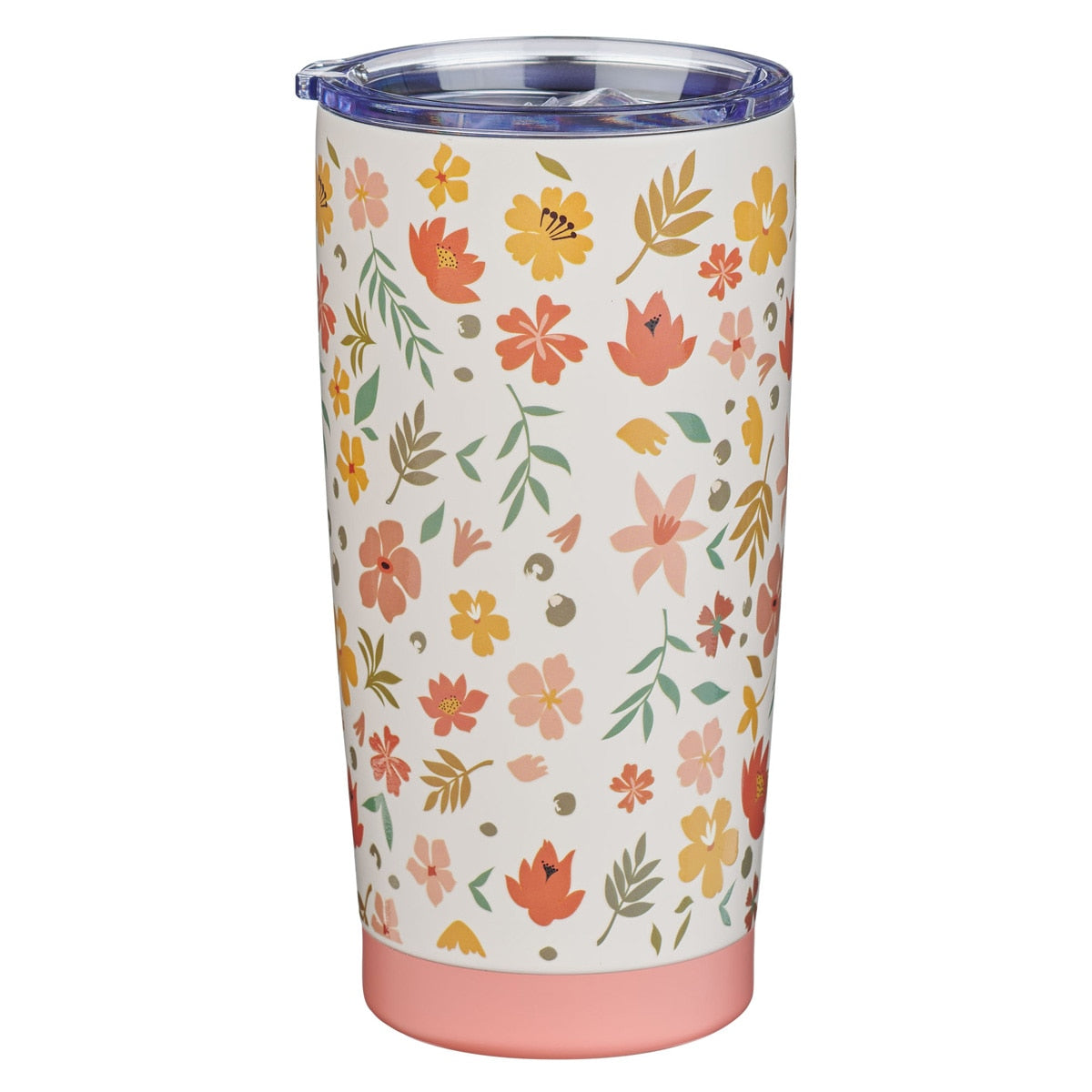 World's Greatest Mom Peach Floral Stainless Steel Travel Tumbler