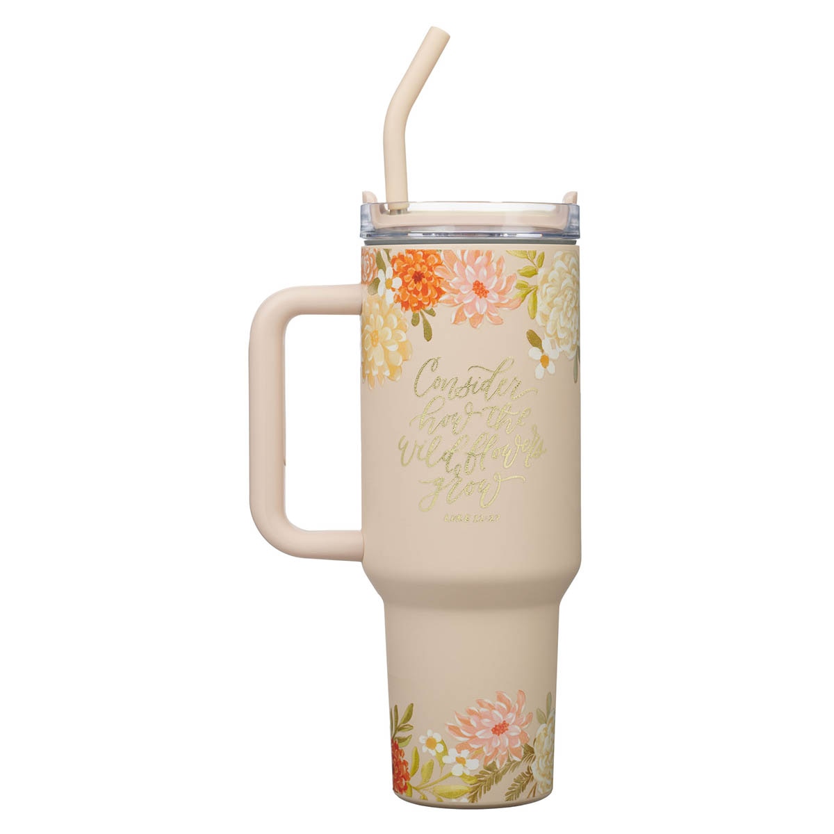 Consider the Wildflowers 40 oz Peach Stainless Steel Tumbler with Reusable Straw