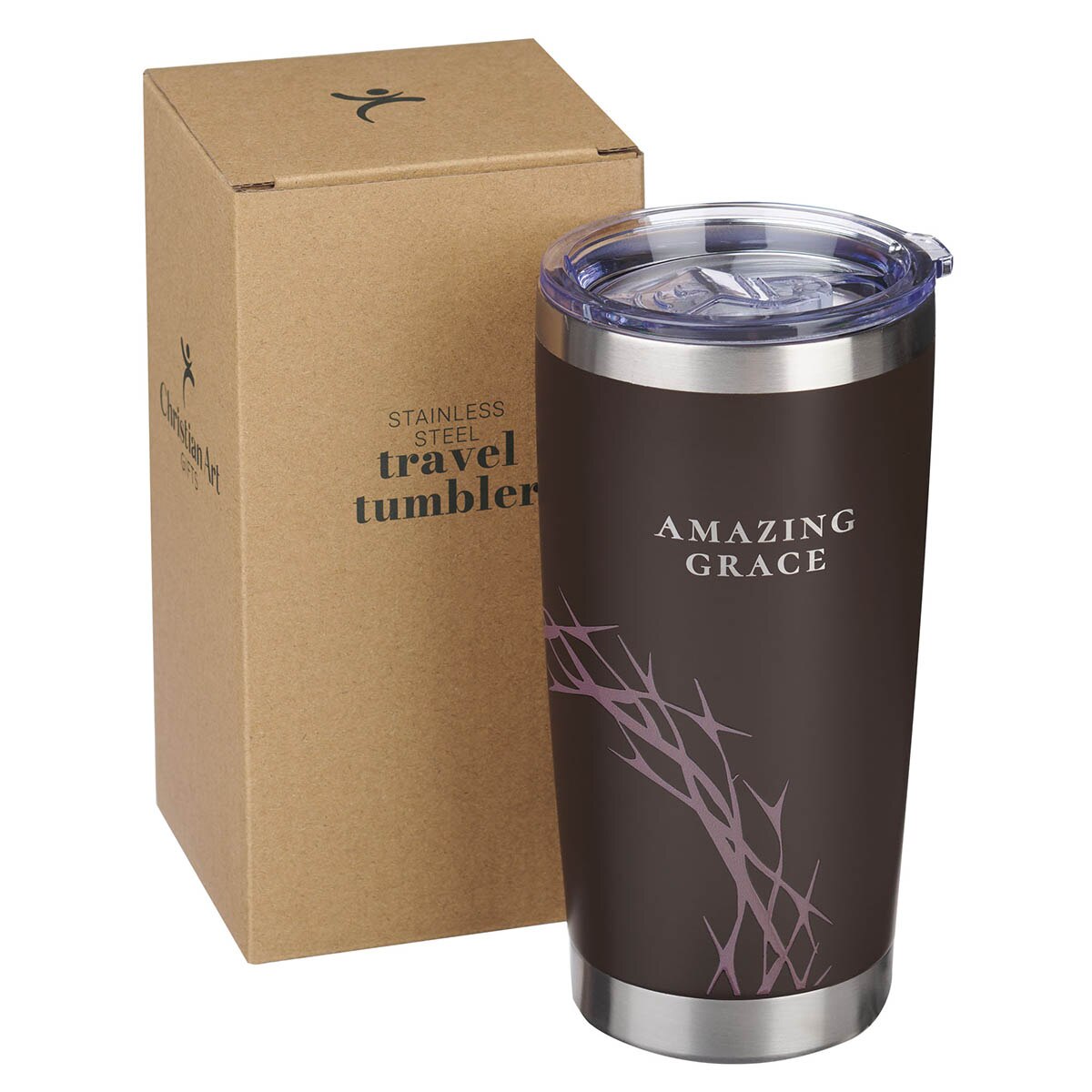 Amazing Grace Brown Stainless Steel Travel Tumbler