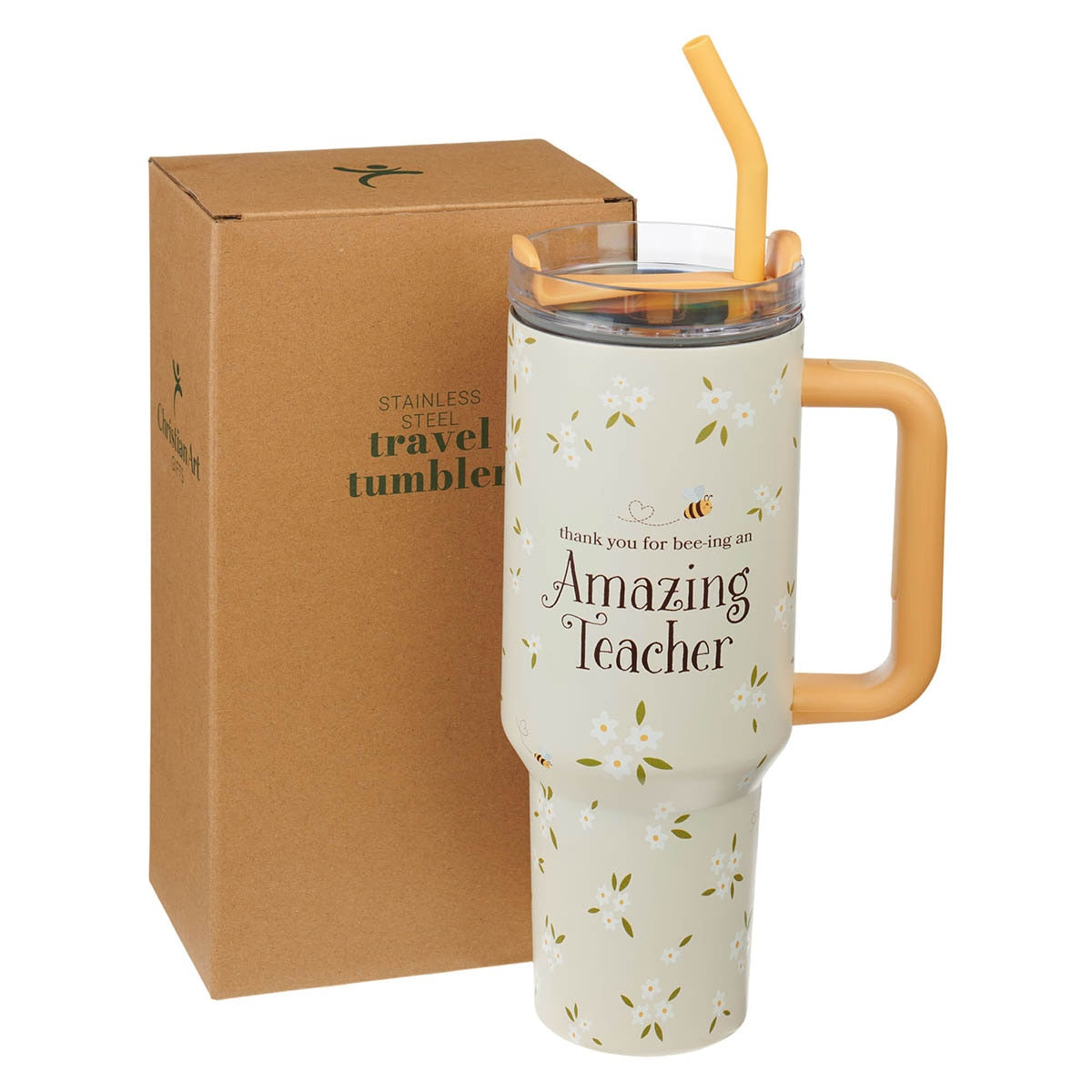 Amazing Teacher Blossom and Bees 40 oz Stainless Steel Travel Tumbler