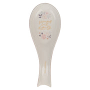 Strength and Dignity Pink Floral Ceramic Spoon Rest - Proverbs 31:25