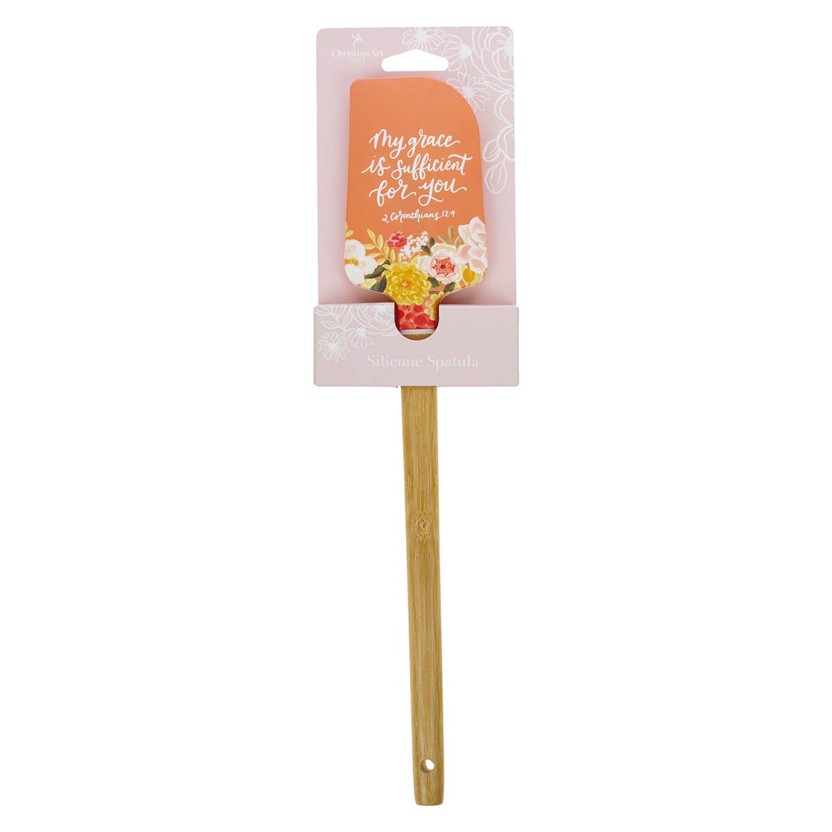 My Grace is Sufficient for You Orange Floral Silicone Spatula – 2 Corinthians 12:9
