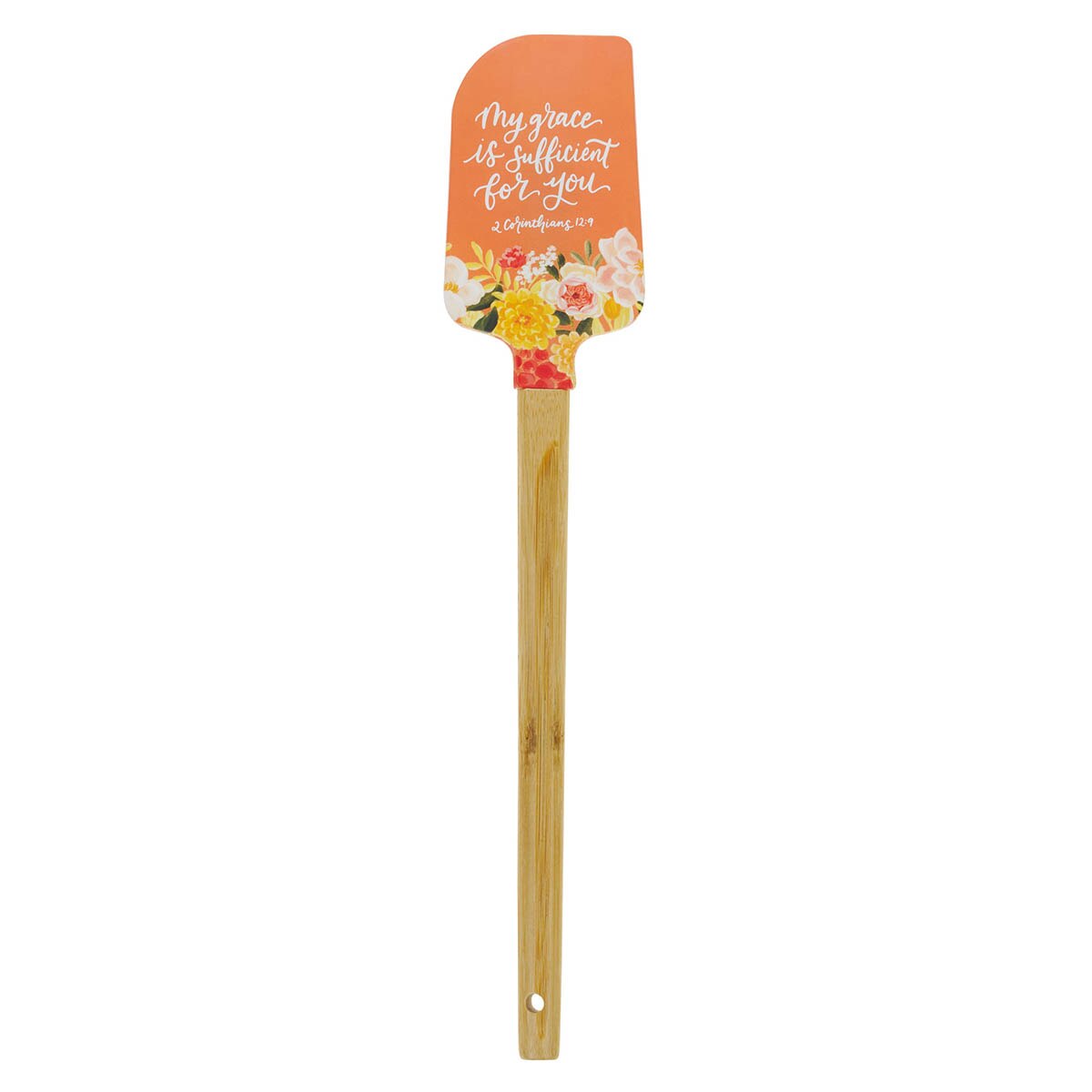 My Grace is Sufficient for You Orange Floral Silicone Spatula – 2 Corinthians 12:9