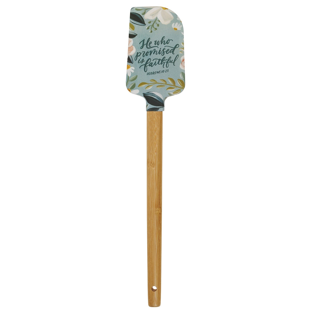 He Who Promised is Faithful Light Blue Floral Silicone Spatula – Hebrews 10:23