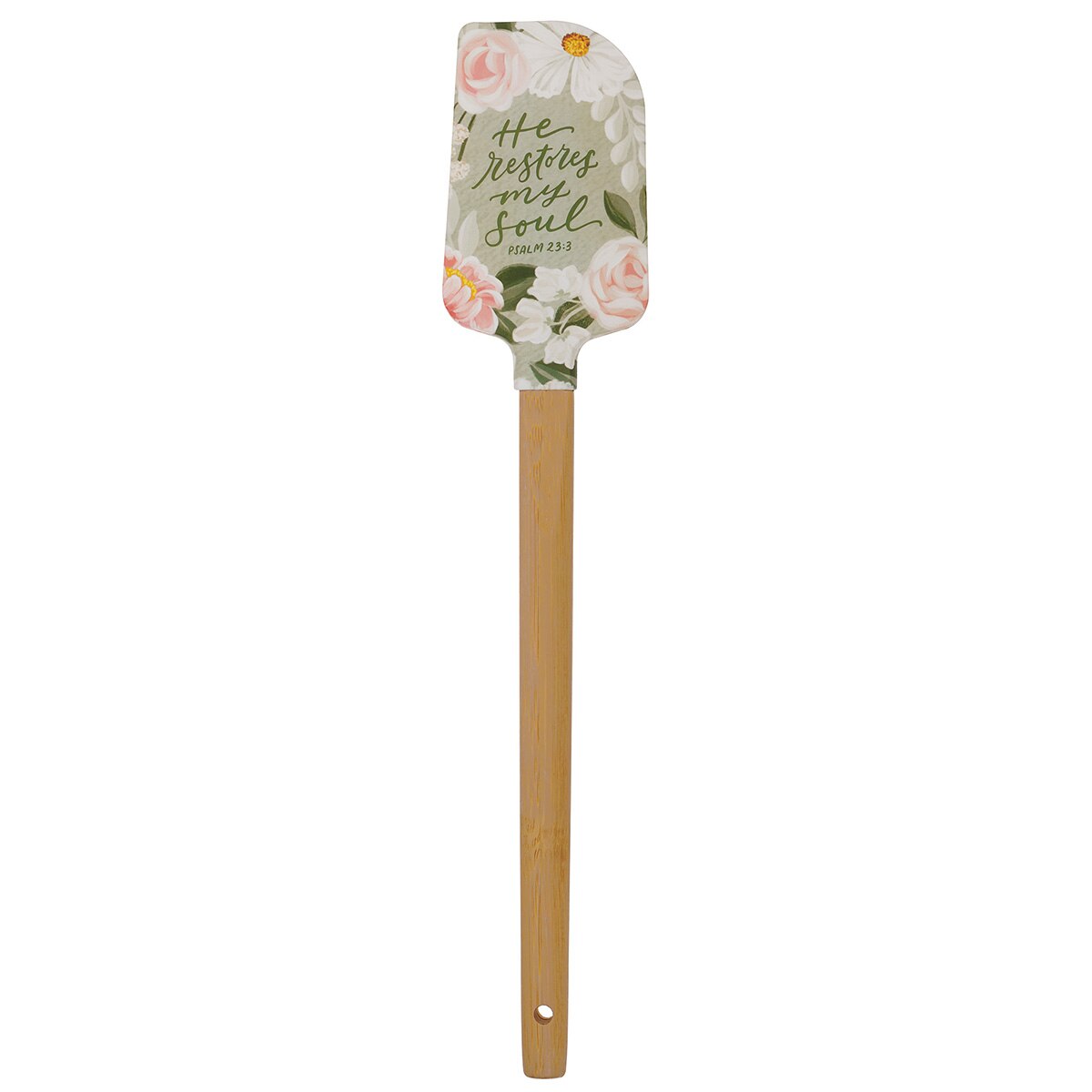 He Restores My Soul Green Floral Garden Silicone Spatula - Psalm 23:3