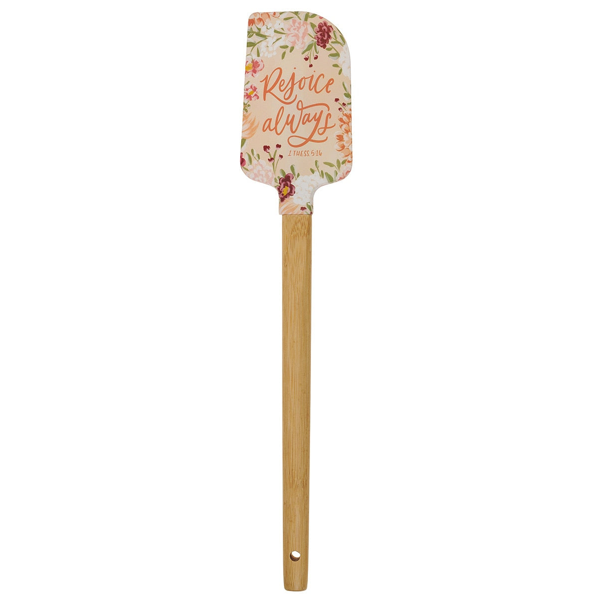 Rejoice Always Peach Floral Silicone Spatula – 1 Thessalonians 5:16