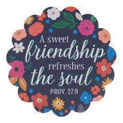 Sweet Friendship Navy Floral Vinyl Sticker - Proverbs 27:9 