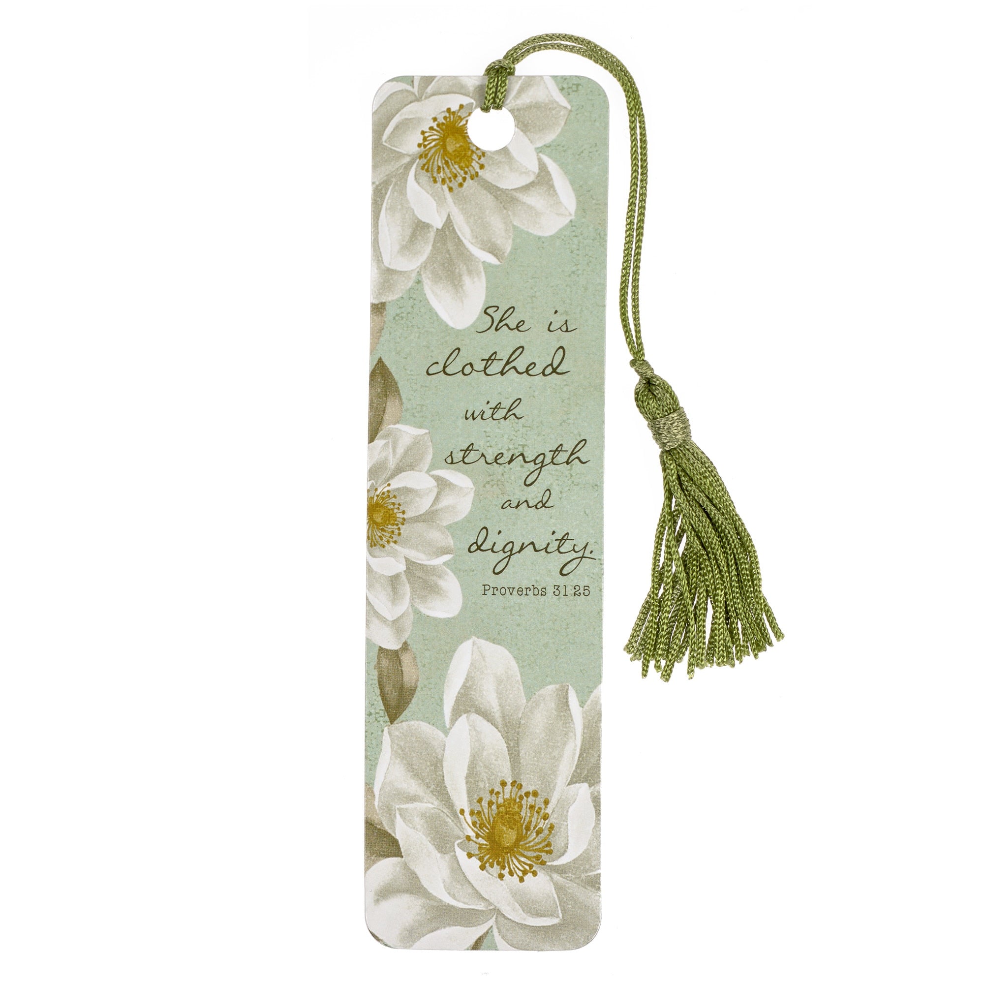 She Is Clothed with Strength and Dignity Bookmark with Tassel - Proverbs 31:25