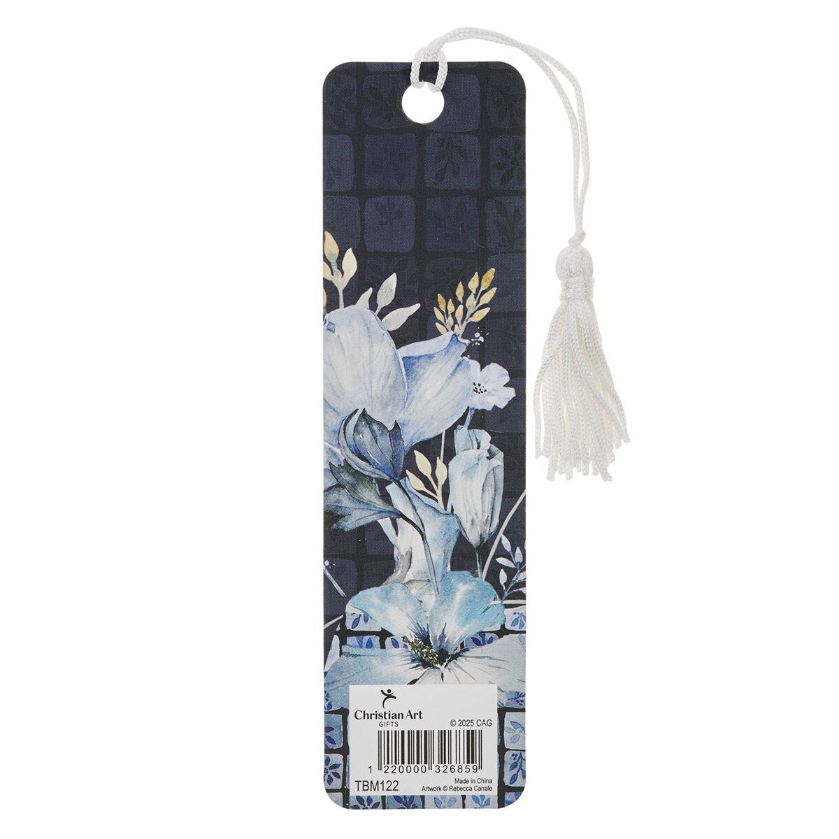 Grace Blue Floral Bookmark with Tassel - Ephesians 2:8