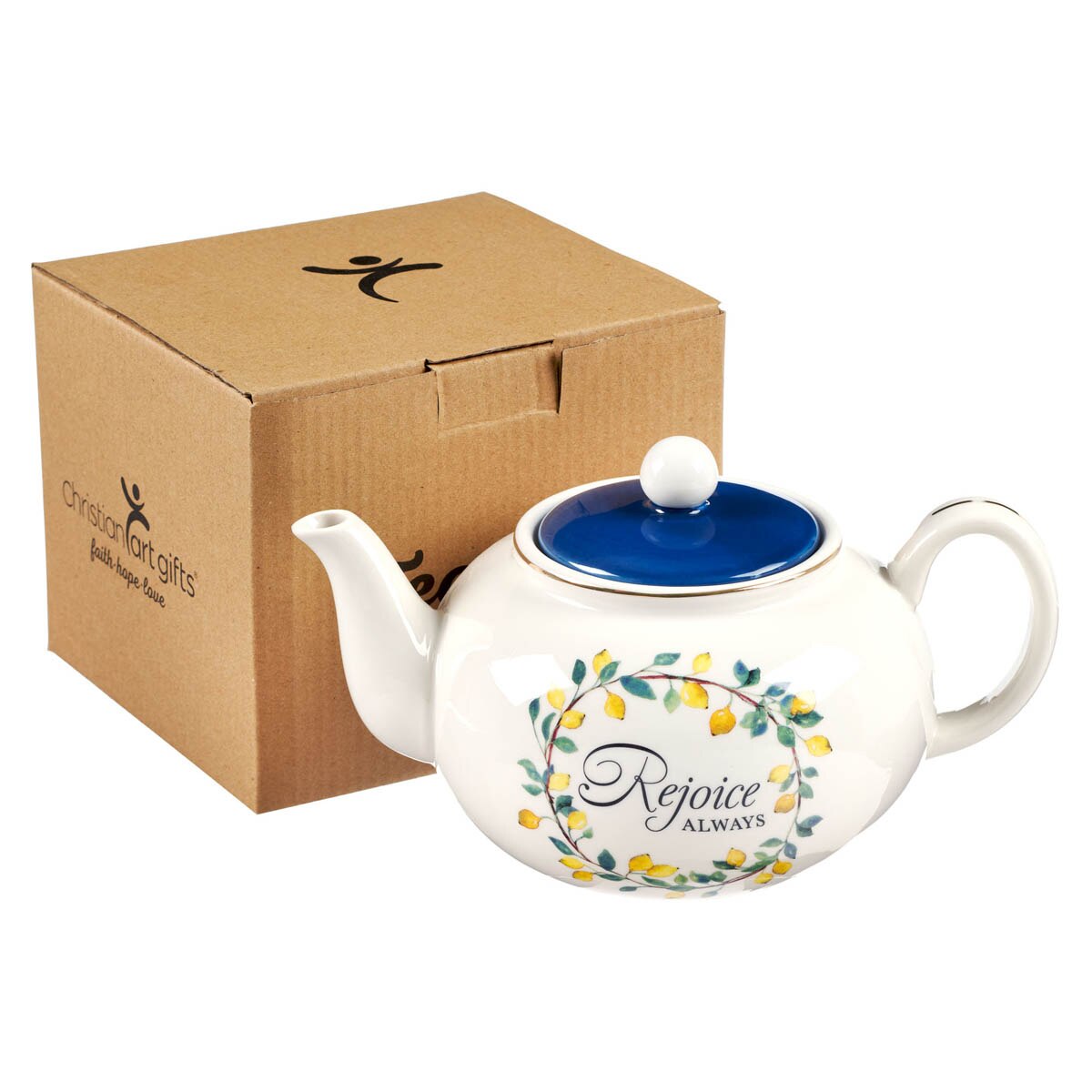 Rejoice Always Lemon Ceramic Teapot - 1 Thessalonians 5:16
