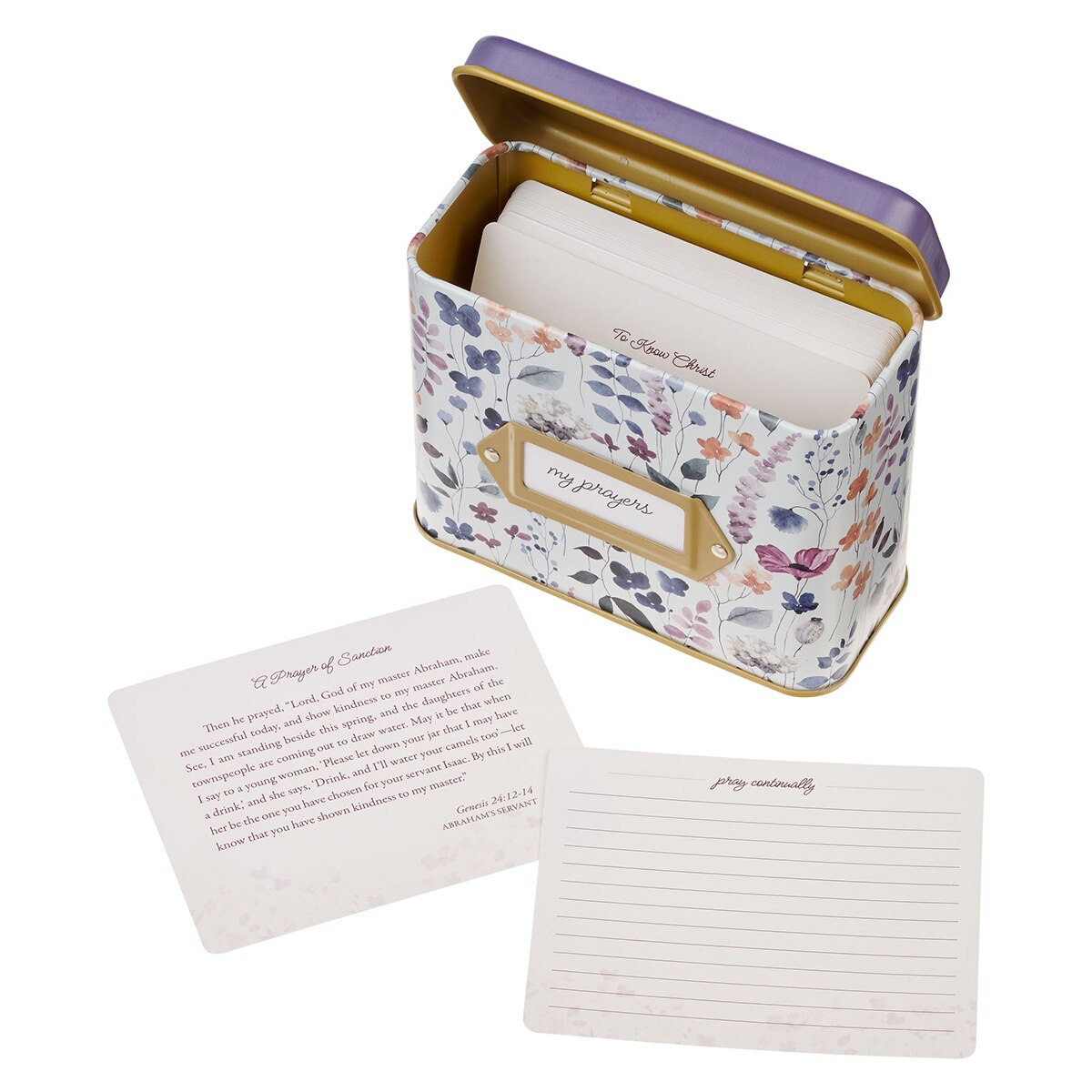 Love the Lord Purple Wildflower Prayer Cards in Tin - Matthew 22:37