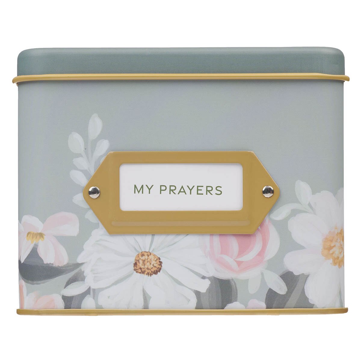 He Restores My Soul Green Floral Garden Prayer Cards in a Tin - Psalm 23:3