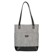 The Plans Heather Gray Felt and Black Faux Leather Fashion Bible Tote Bag - Jeremiah 29:11