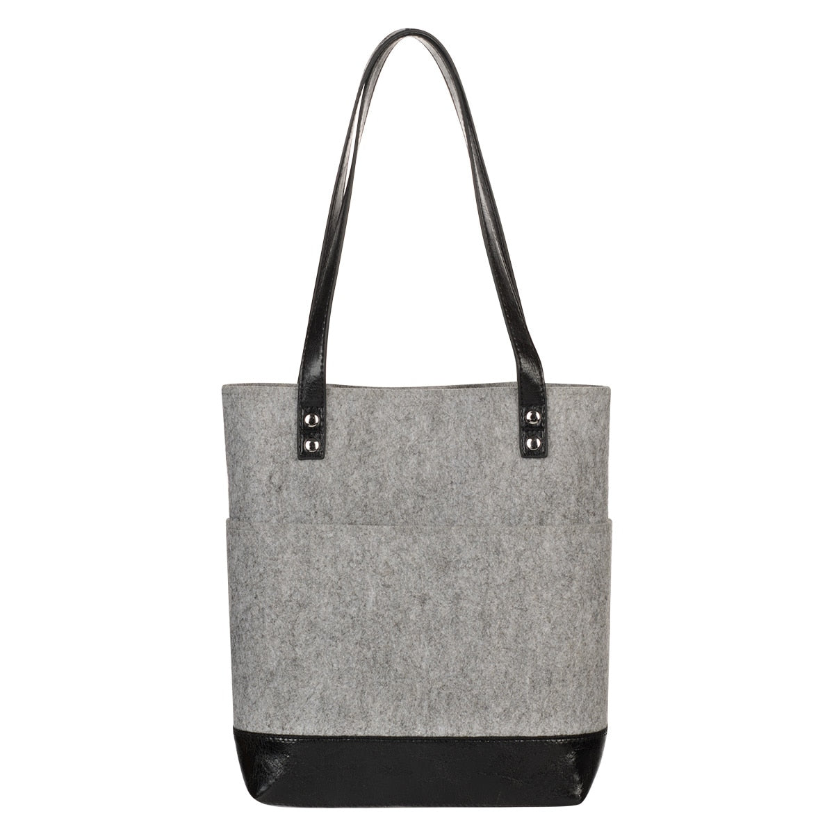 The Plans Heather Gray Felt and Black Faux Leather Fashion Bible Tote Bag - Jeremiah 29:11