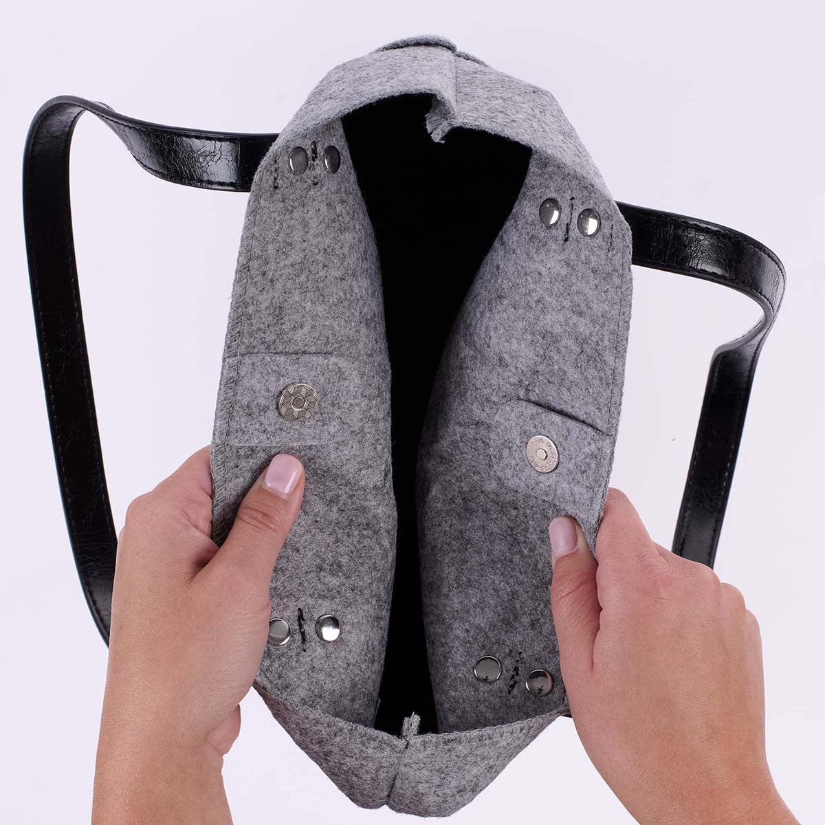 The Plans Heather Gray Felt and Black Faux Leather Fashion Bible Tote Bag - Jeremiah 29:11