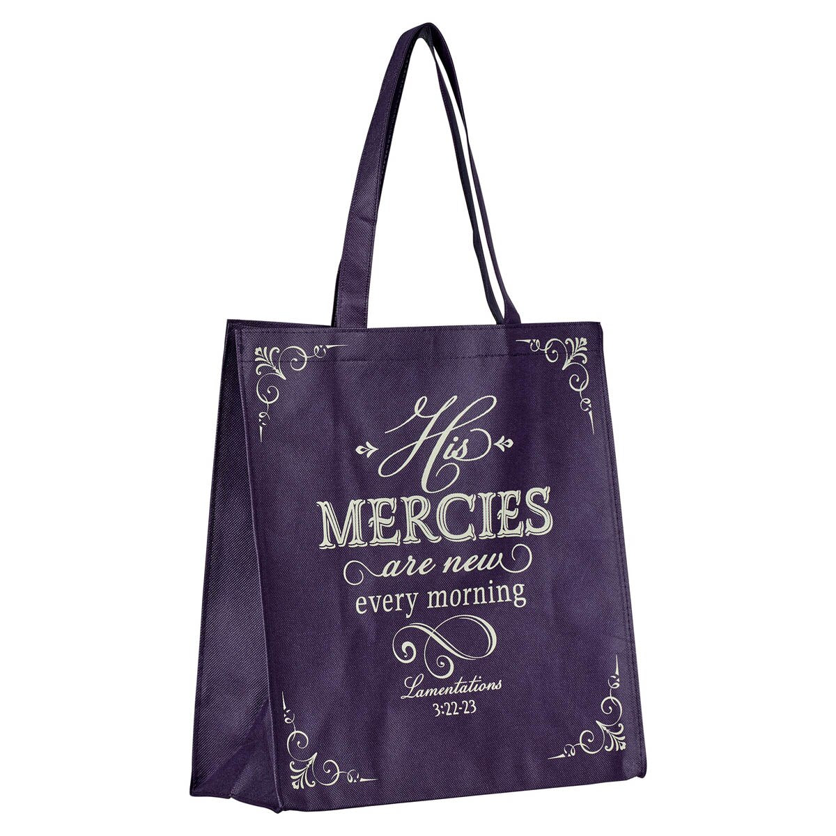 His Mercies are New Purple Amethyst Shopping Tote Bag - Lamentations 3:22-23