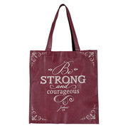 Strong and Courageous Topaz Pink Shopping Tote Bag - Joshua 1:9