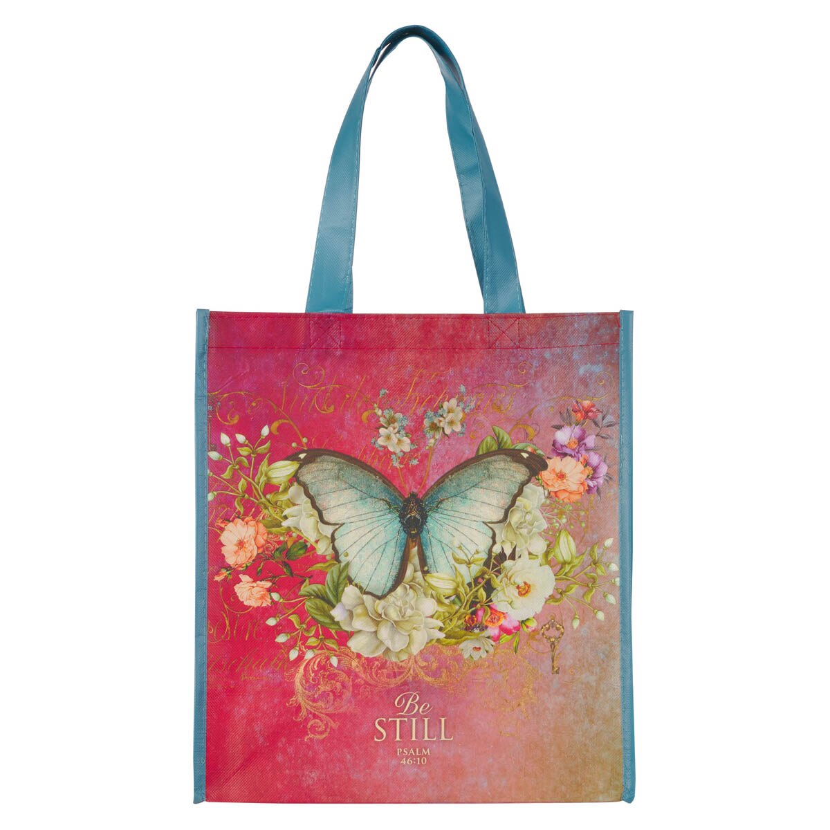 Be Still Butterfly Pink Non-Woven Coated Tote Bag - Psalm 46:10