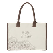 Be Strong and Courageous Floral Canvas Tote Bag - Joshua 1:9