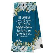 Be Joyful Blue Floral Cotton Tea Towel - Romans 12:12