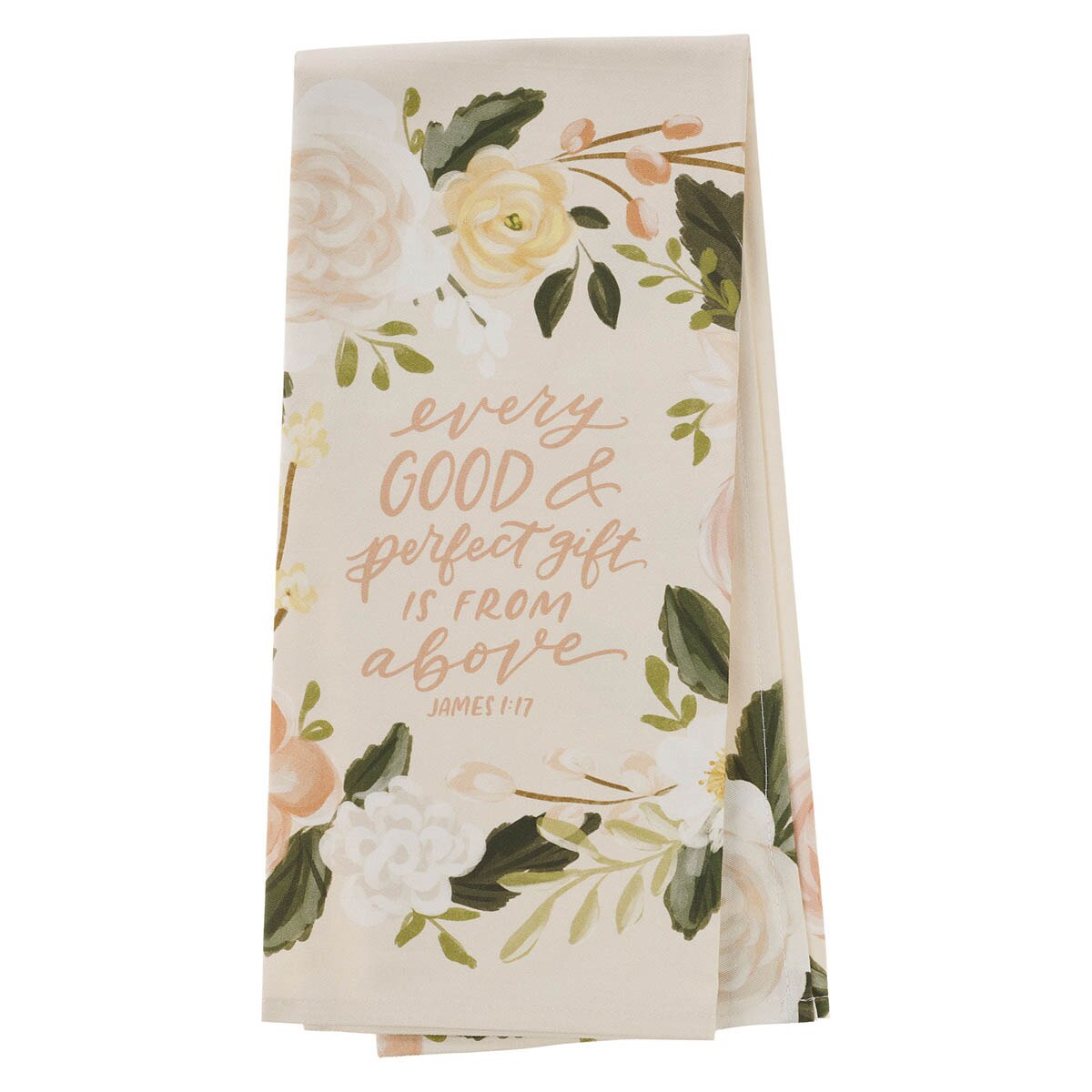 Every Good and Perfect Gift Peach Cotton Tea Towel - James 1:17